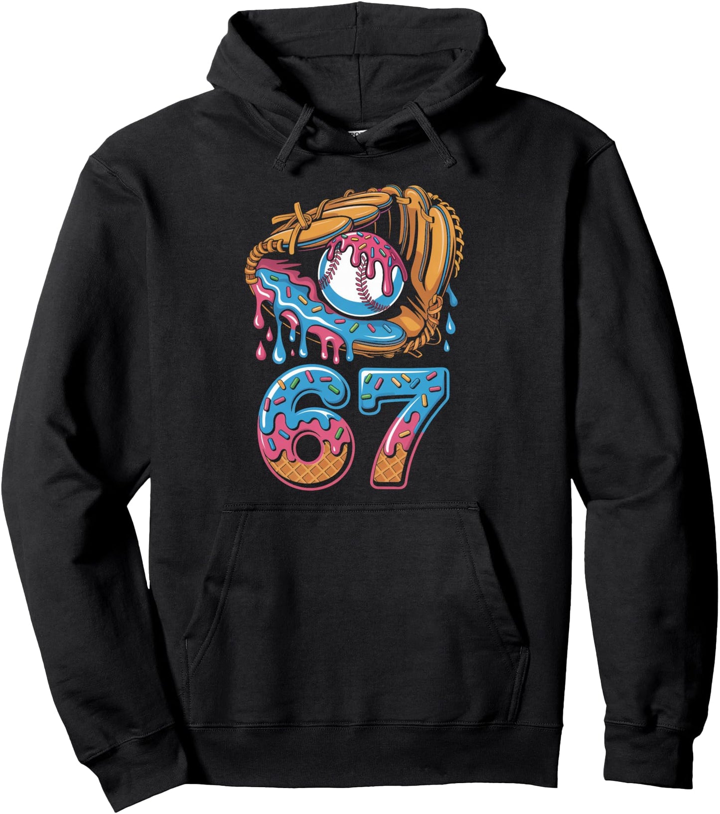 Baseball Player 67 Number 67th Sports Ice Cream Drip Pullover Hoodie