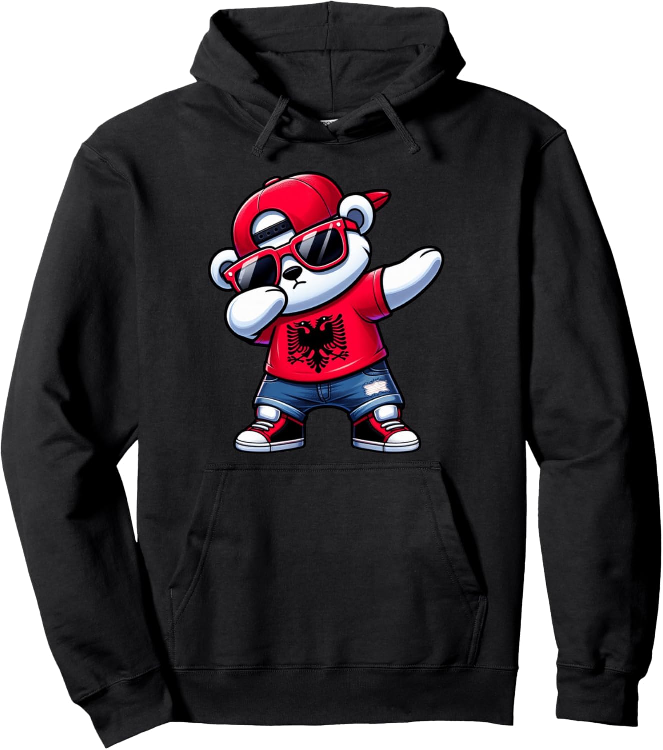 Albanian Bear Albania Dabbing Boys Kids 2024 Pullover Hoodie
