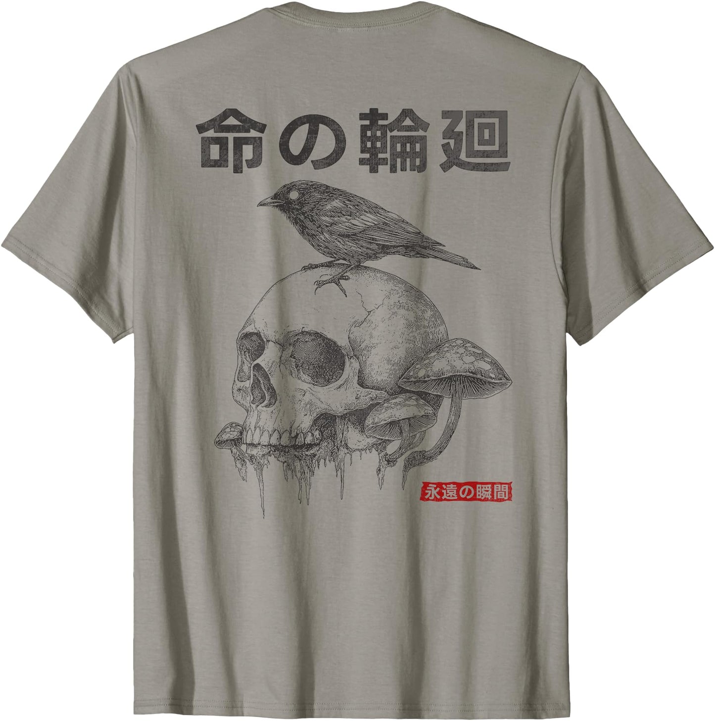 Japanese Retro Graphic Gothic Mushroom Skull Manga (BACK)