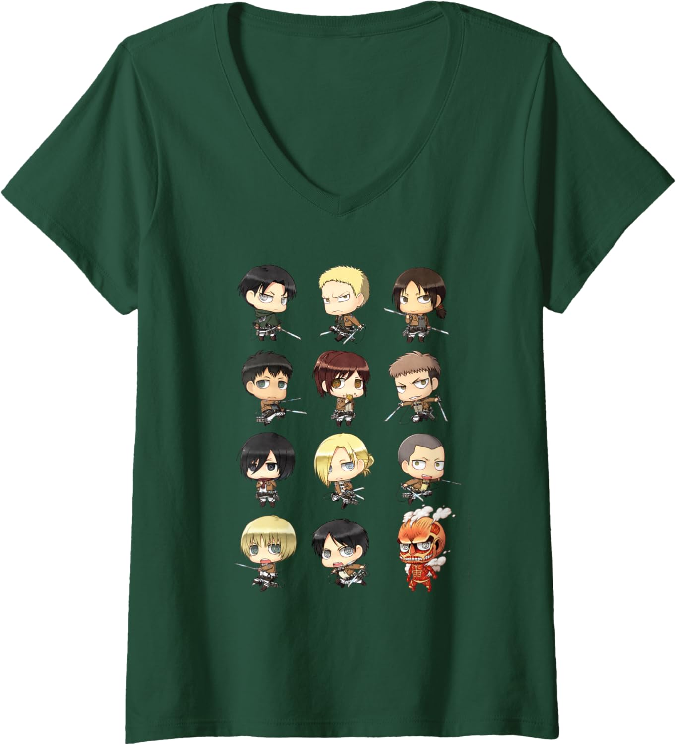 Womens Attack on Titan Chibi All Characters V-Neck
