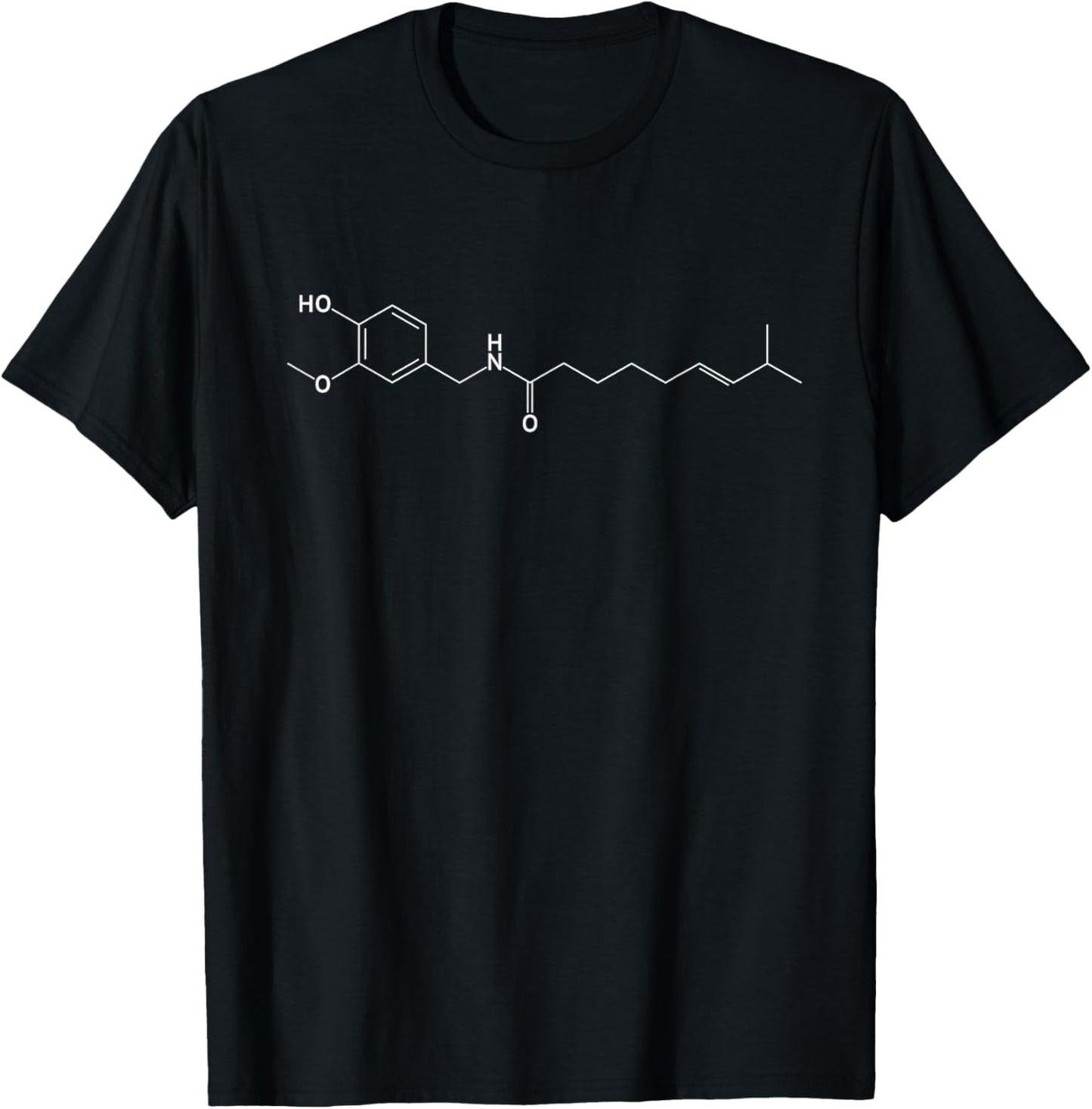 Capsaicin Structure Chemistry T Shirt for Spicy Food Lovers T-Shirt