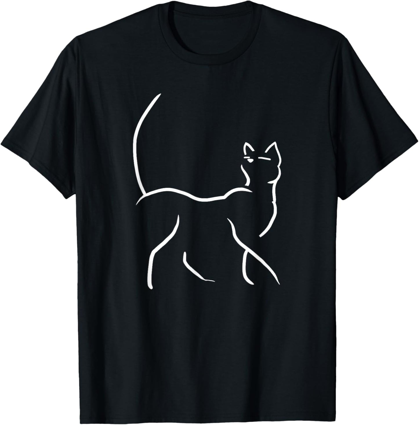 Cat Walking Minimal Art Cute Animal Pet Owner Lover Gift T-Shirt