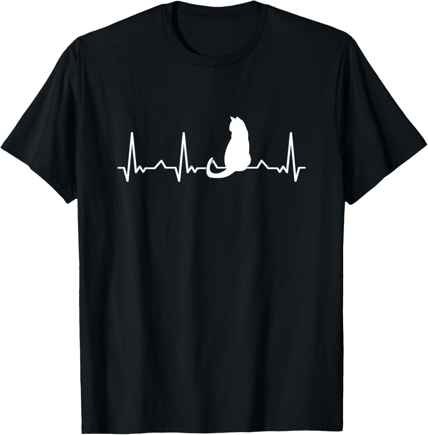 Animal Pet Cat Lover Cat Owner Heartbeat EKG Men Women Kids T-Shirt