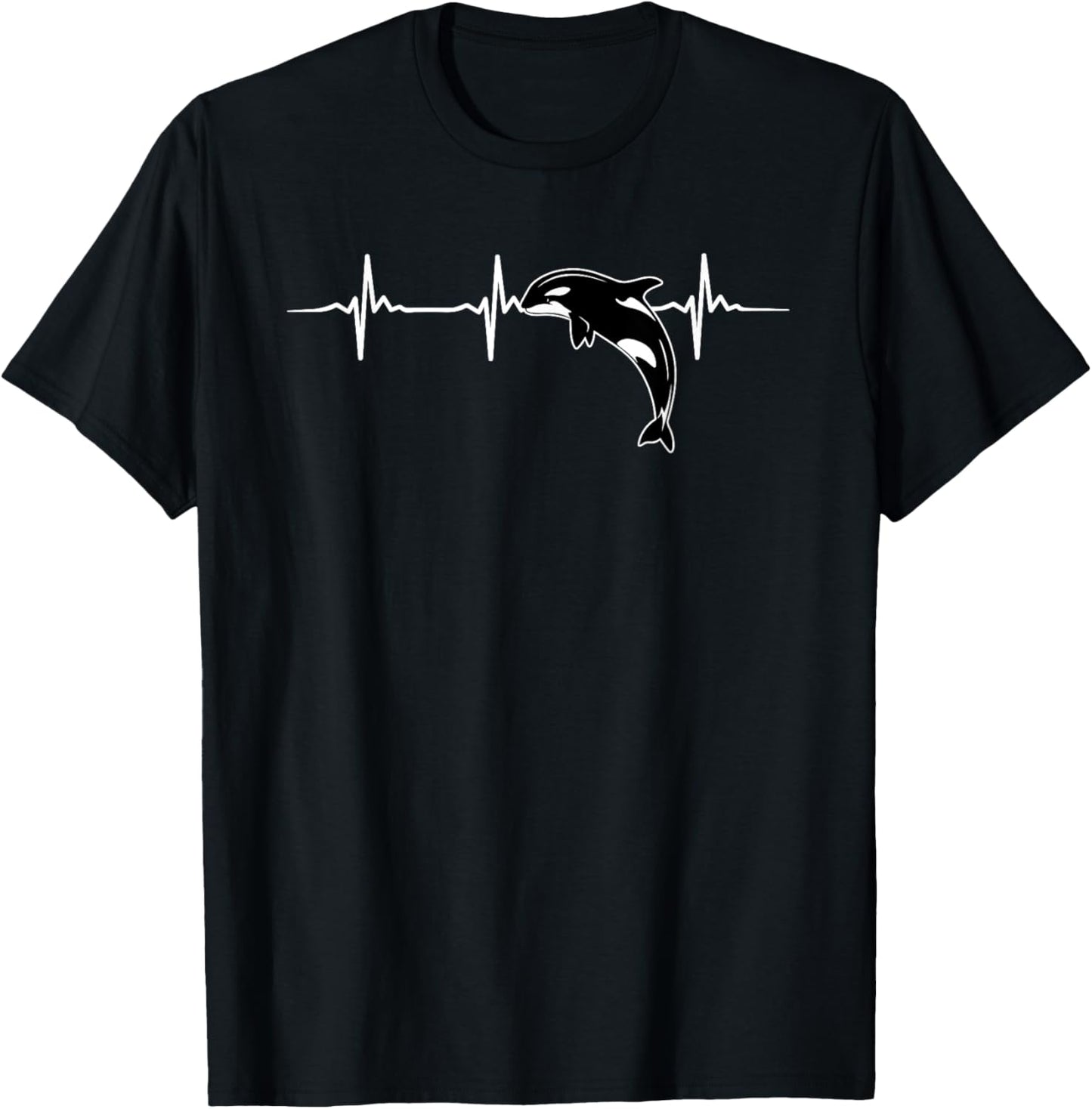 Funny Orca Heartbeat Design Sword Whale T-Shirt
