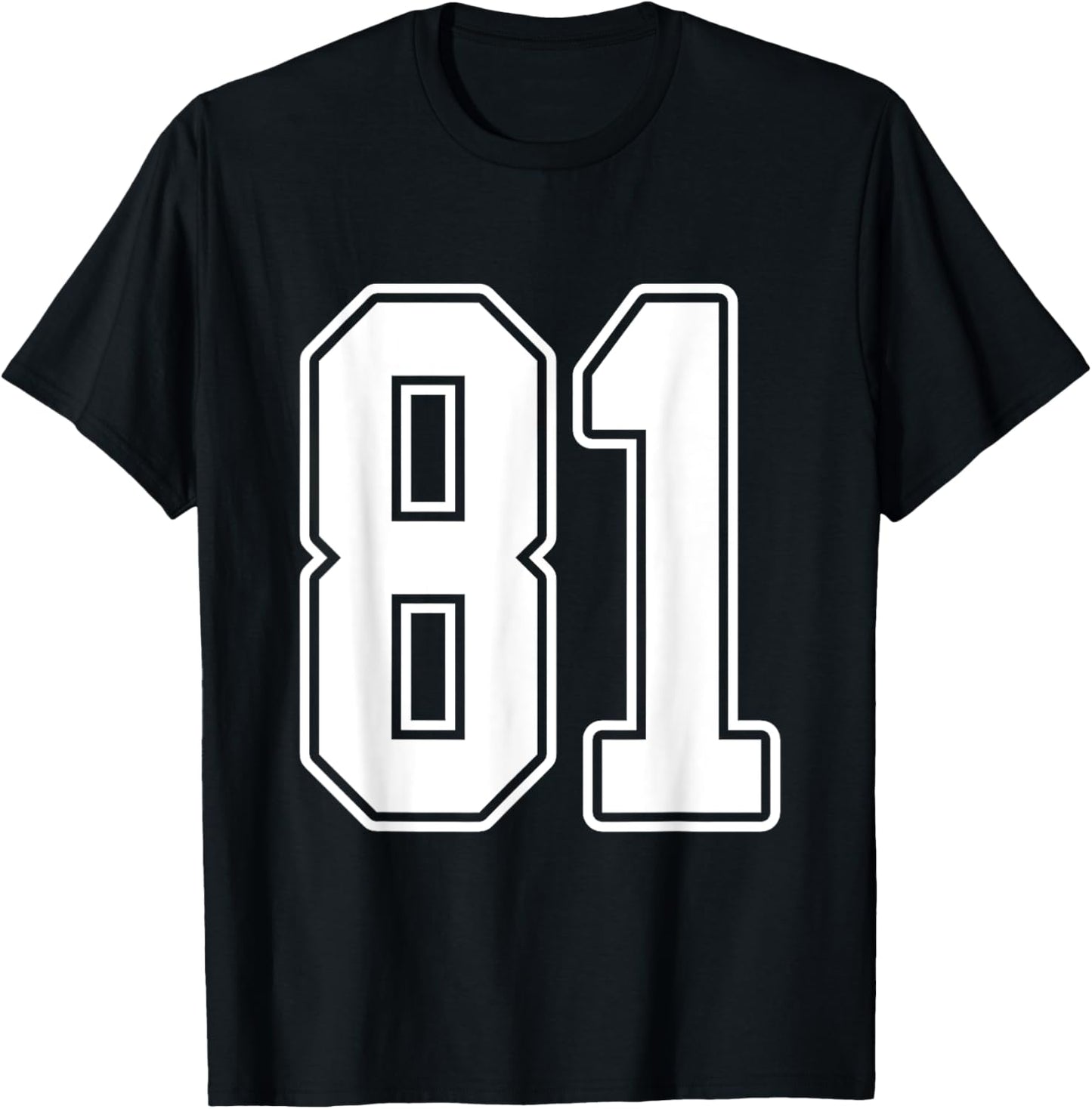 #81 White Outline Number 81 Sports Fan Jersey Style T-Shirt