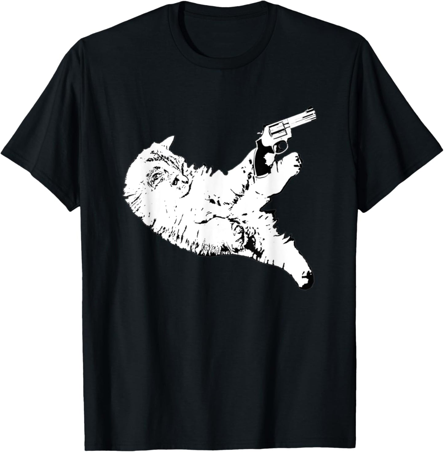 Cat With Gun Funny Kitty Gun Pet Lovers Men Women T-Shirt