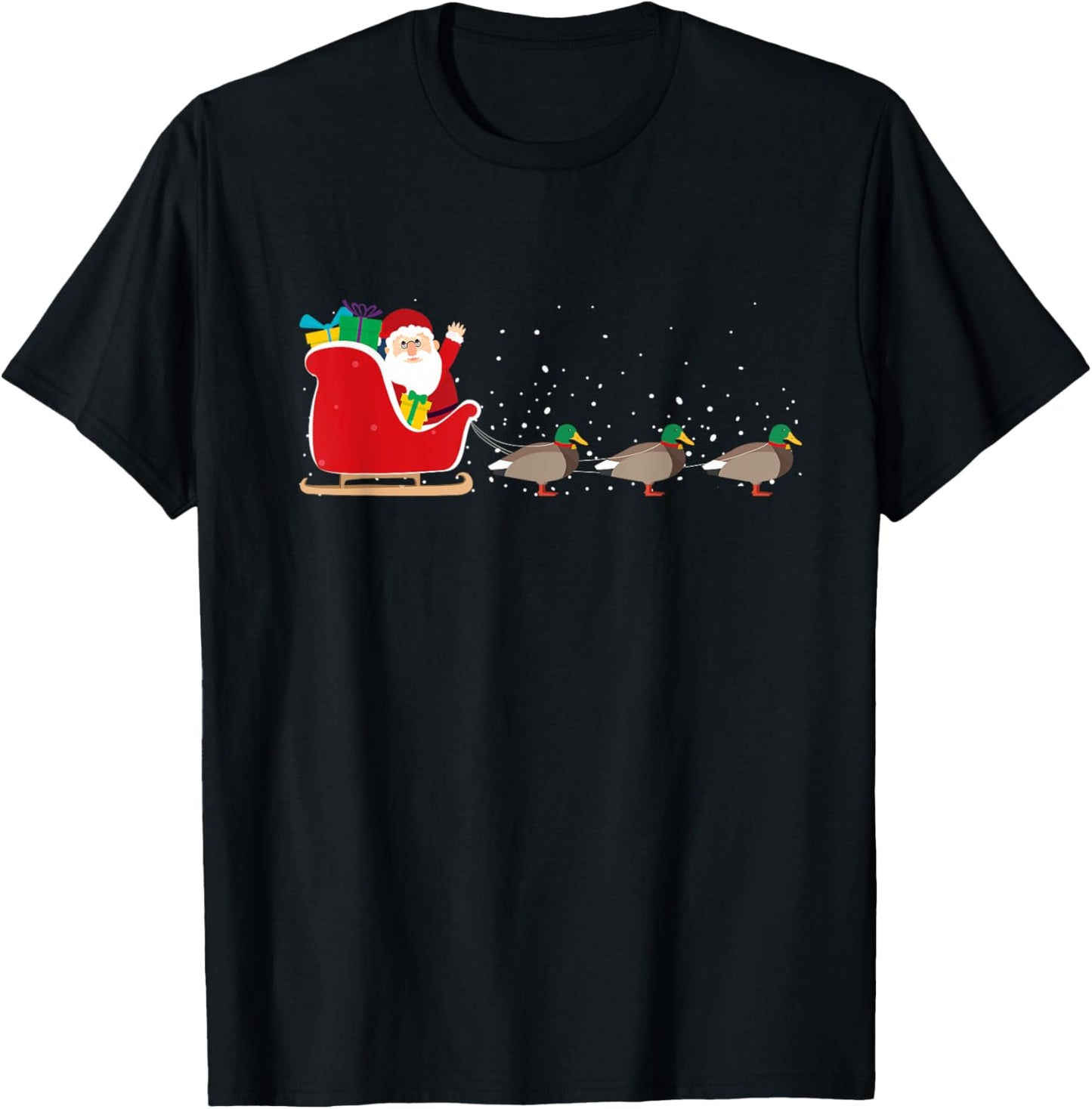 Duck Santa Christmas Sleigh - Funny Duck Xmas