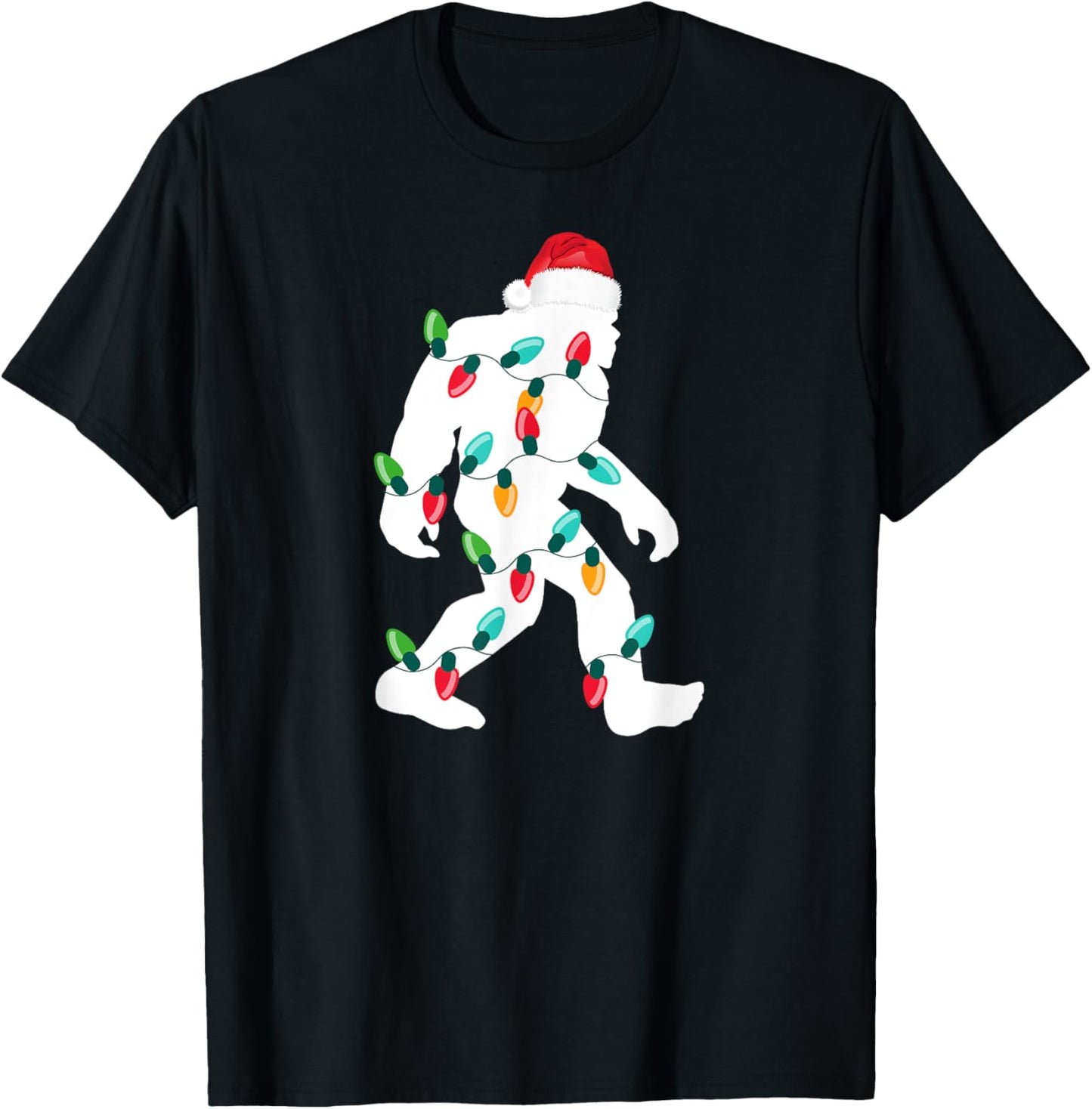 Bigfoot Santa Hat Christmas Sasquatch Xmas Lights