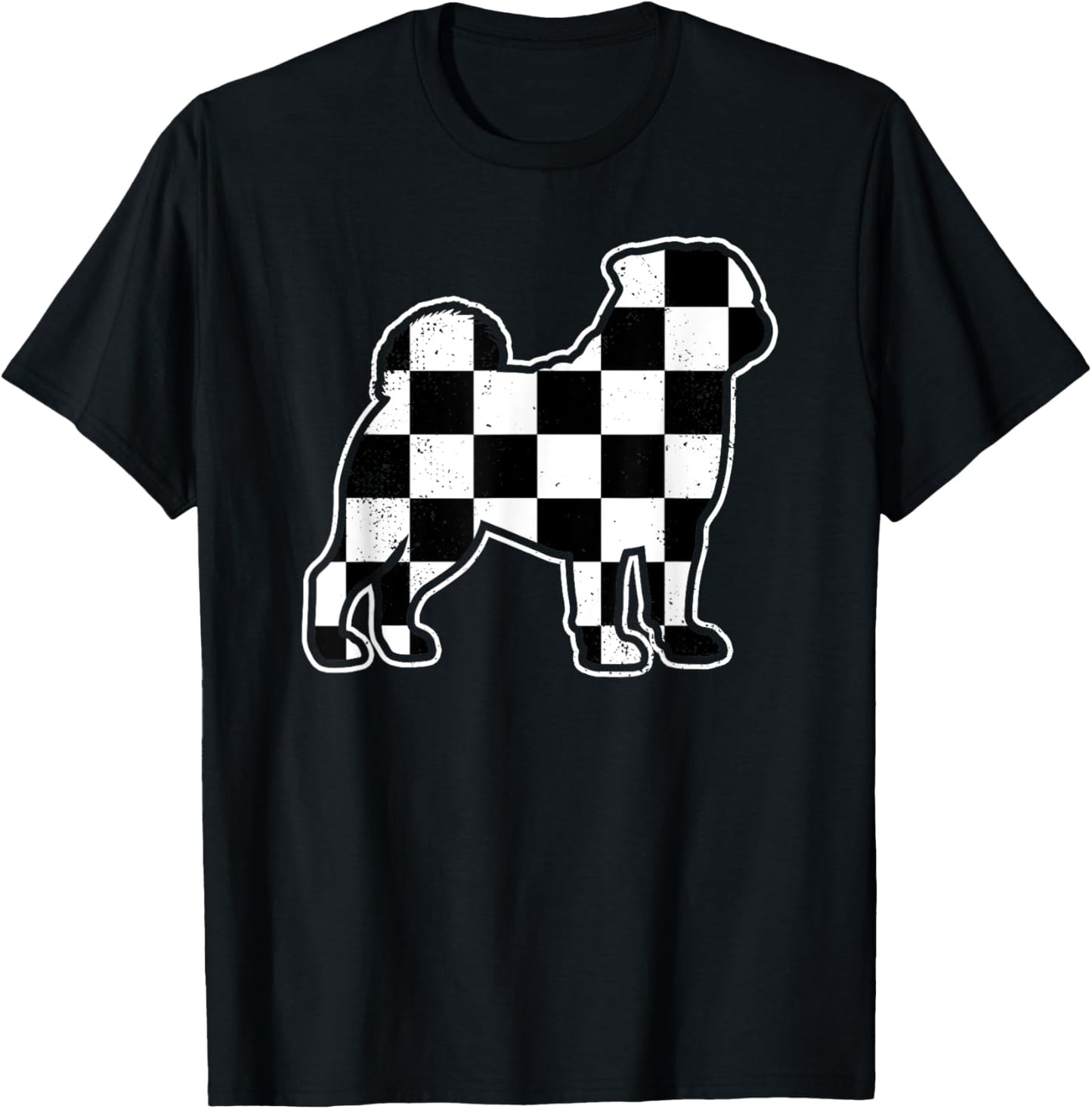 Checkered Dog Pug Dad Pug Mom Retro Vintage Checkered Pug T-Shirt for Men Women Kids