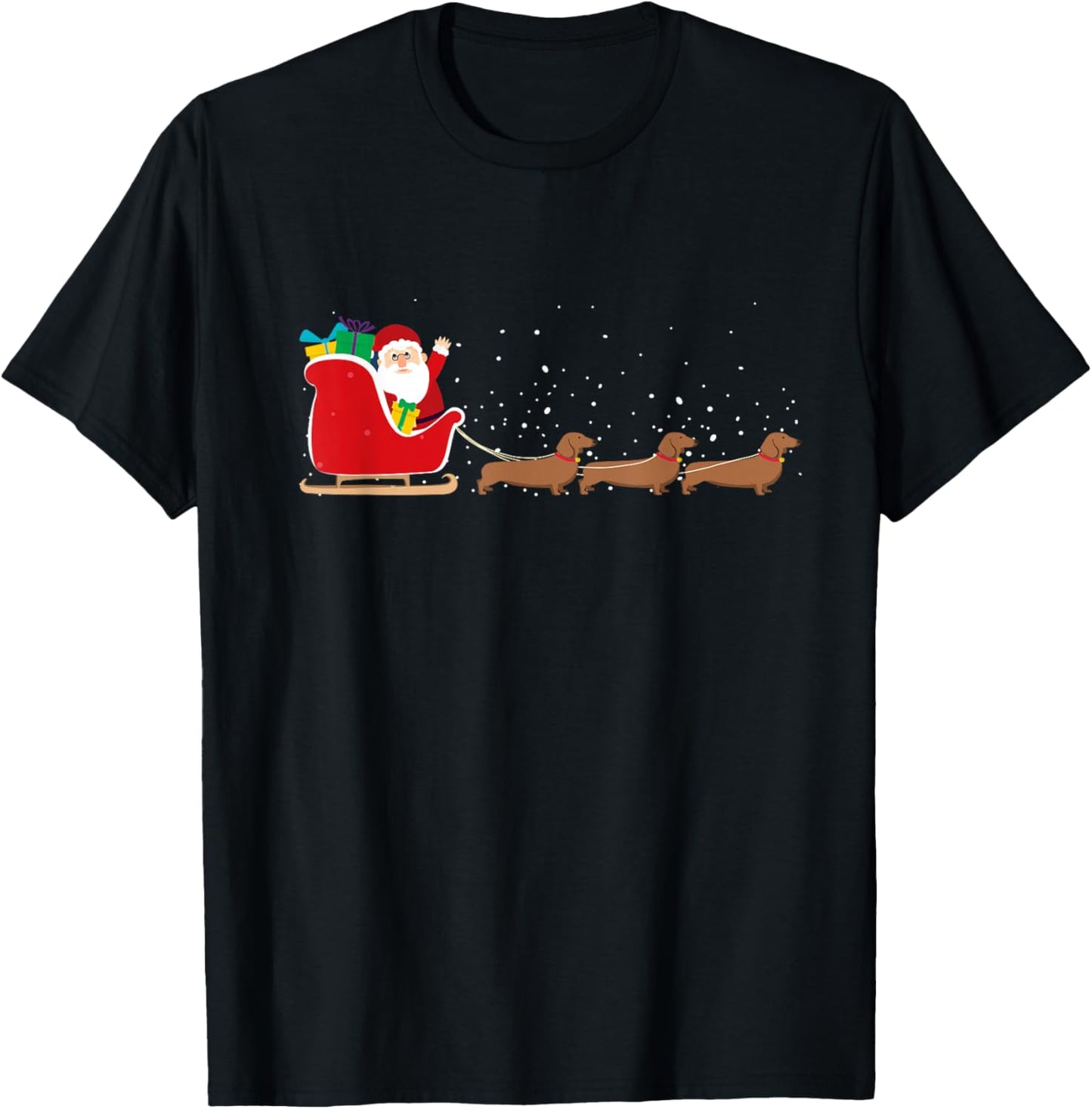 Dachshund Santa Christmas Sleigh - Funny Dachshund Xmas