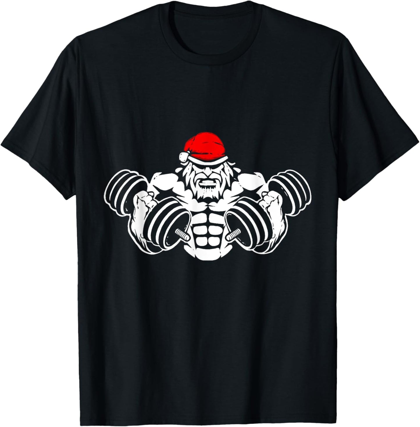 Funny Christmas Santa T-Shirt - Workout Gym Rat Xmas Humor
