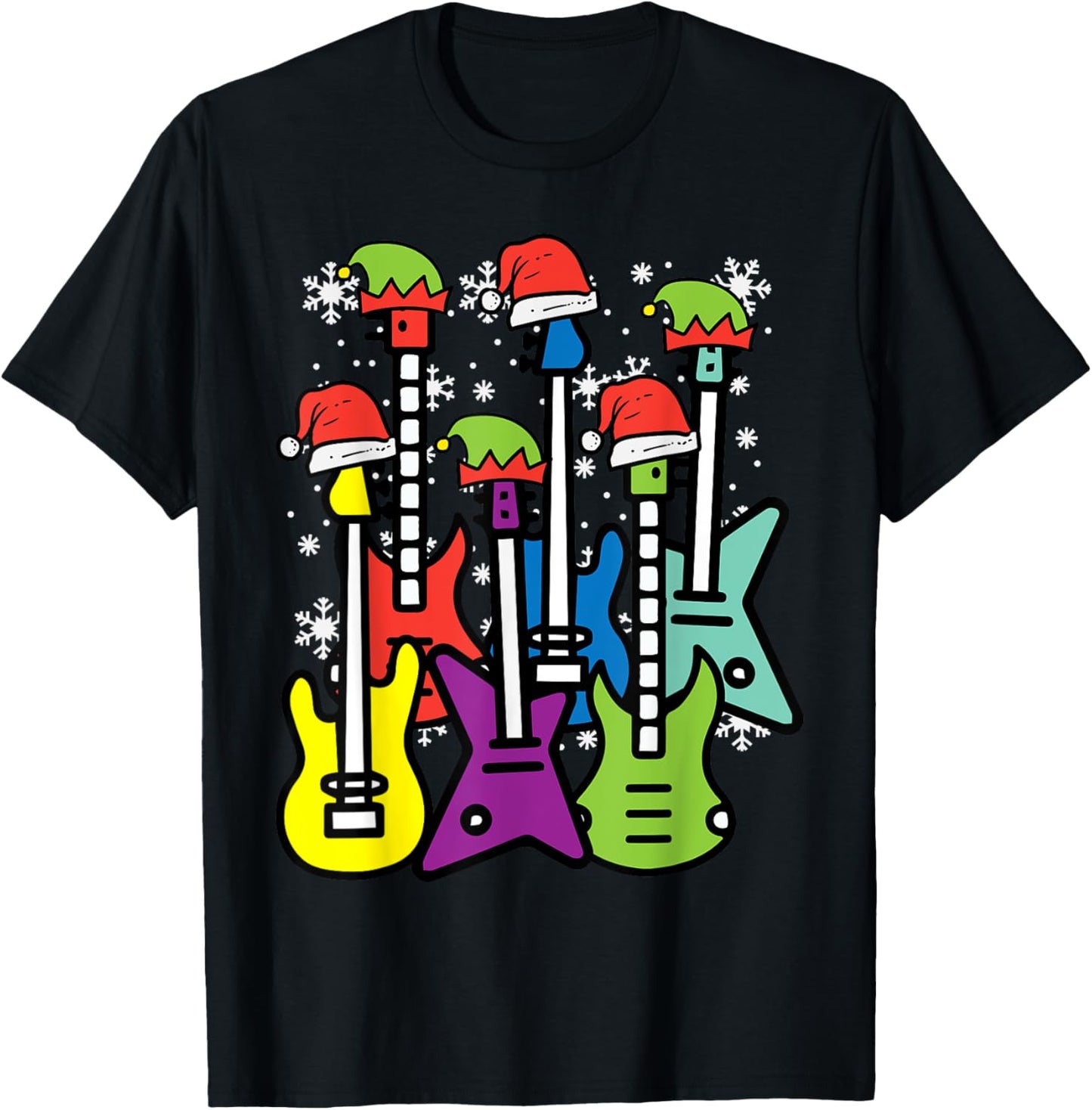 Christmas Guitars Santa Xmas Music Rocker Men Boys Kids T-Shirt