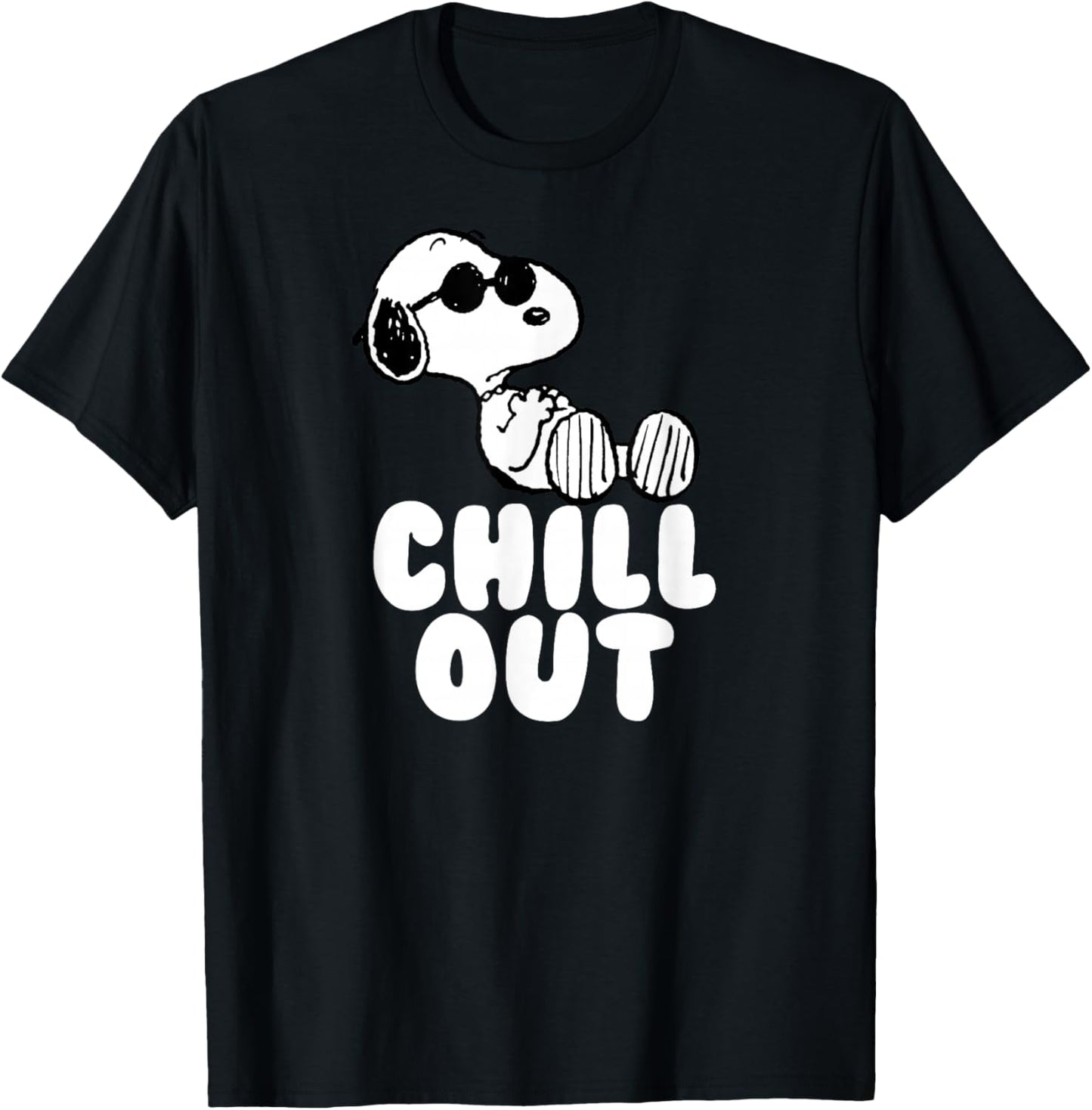 Peanuts Classic Fit Crew Neck T-Shirt - Chill Out Snoopy Graphic in Blue