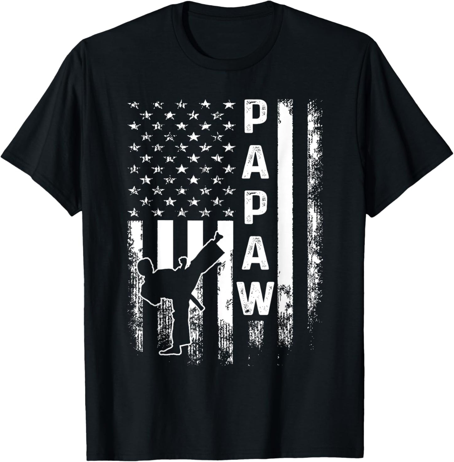 Taekwondo Papaw American Flag Vintage Christmas Xmas T-Shirt for Women Kids Men
