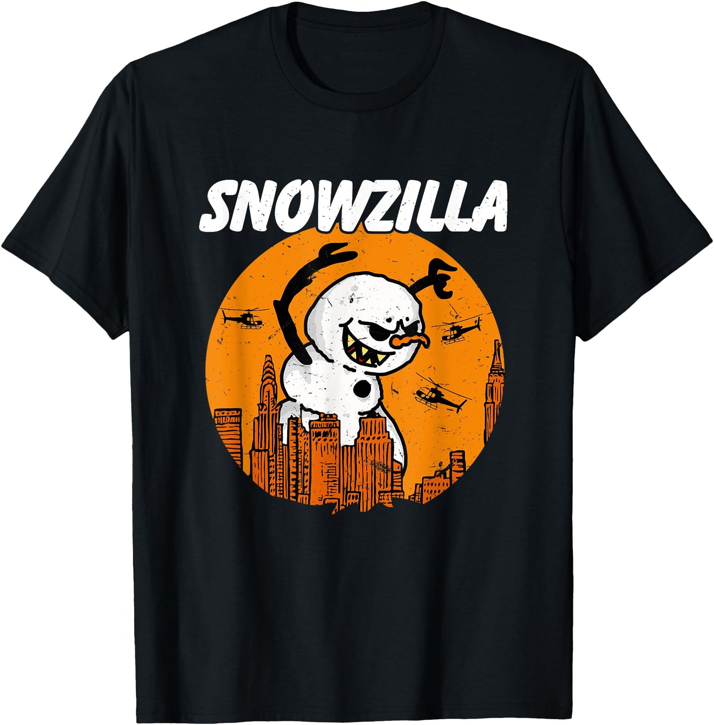 Snowzilla Japanese Monster Snowman Sunset Kaiju Christmas