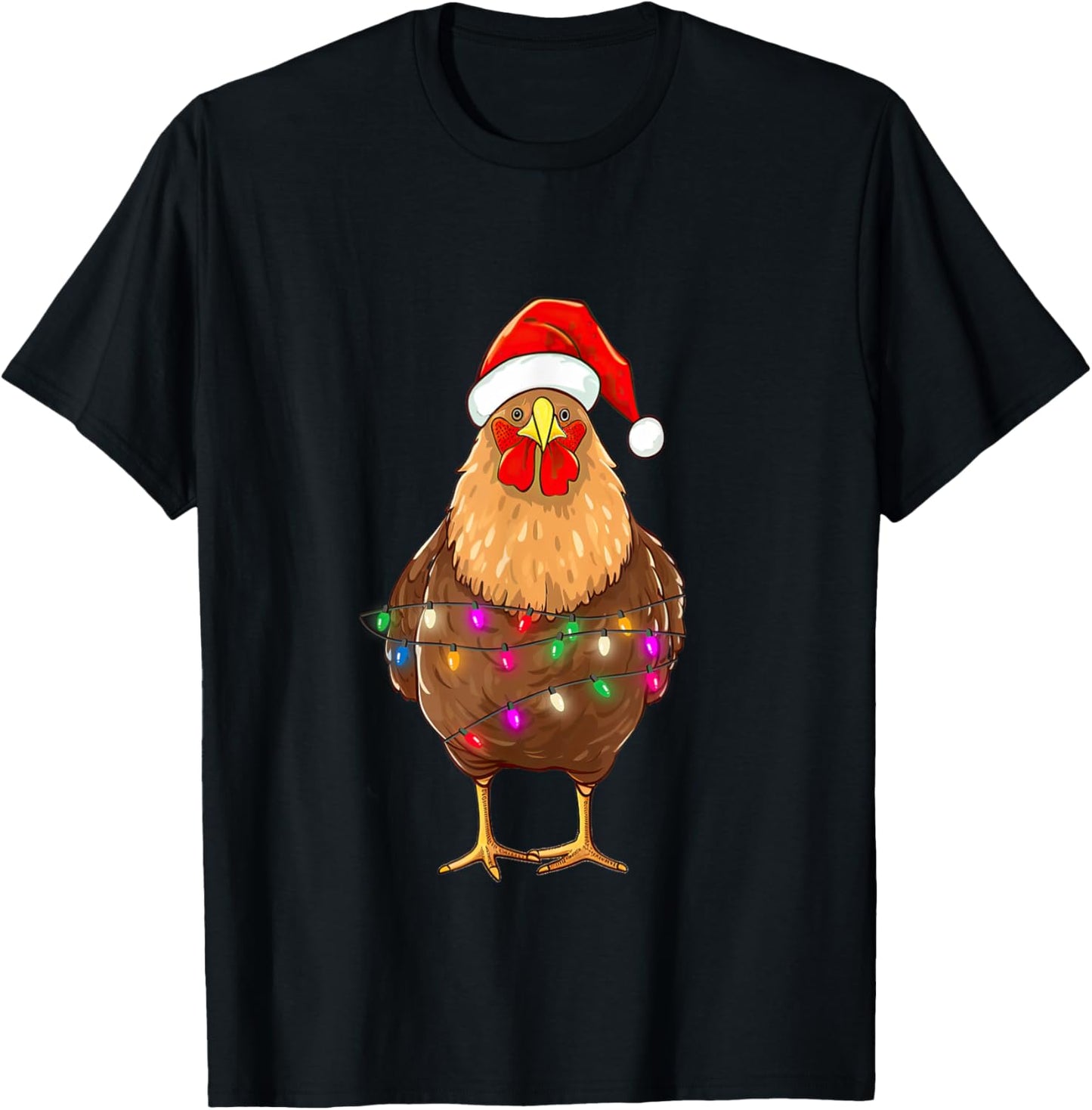 Chicken Christmas Lights Chicken Santa Farmer Xmas
