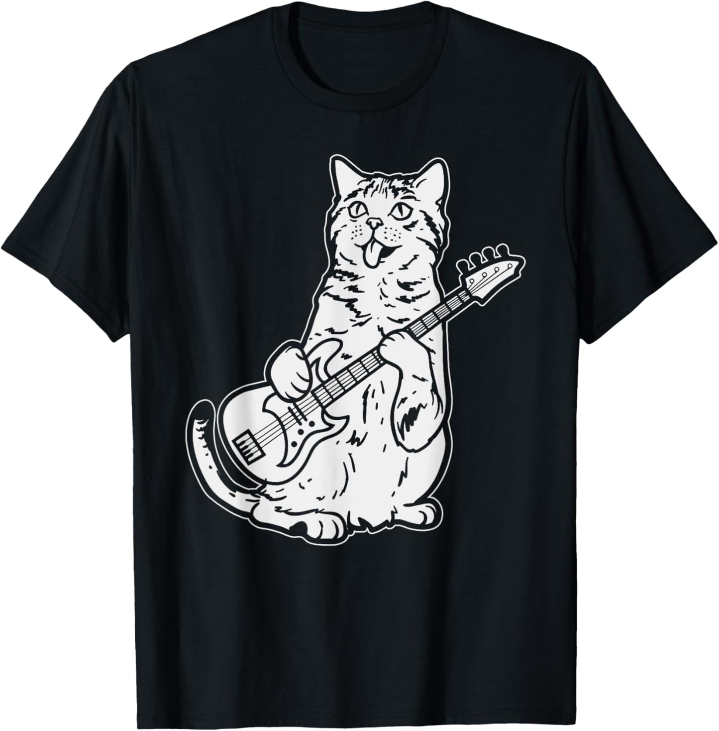 Cat Playing Bass Guitar Musician Animal Pet Music Lover Gift T-Shirt