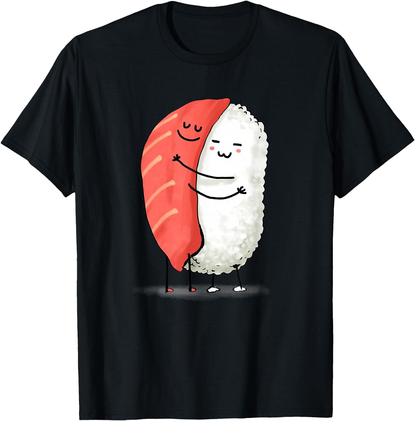 Wowsome! Unisex-Adults Sushi Lover T-Shirt - Black - Small - Short Sleeve - Japanese Anime Sushi Hug Design