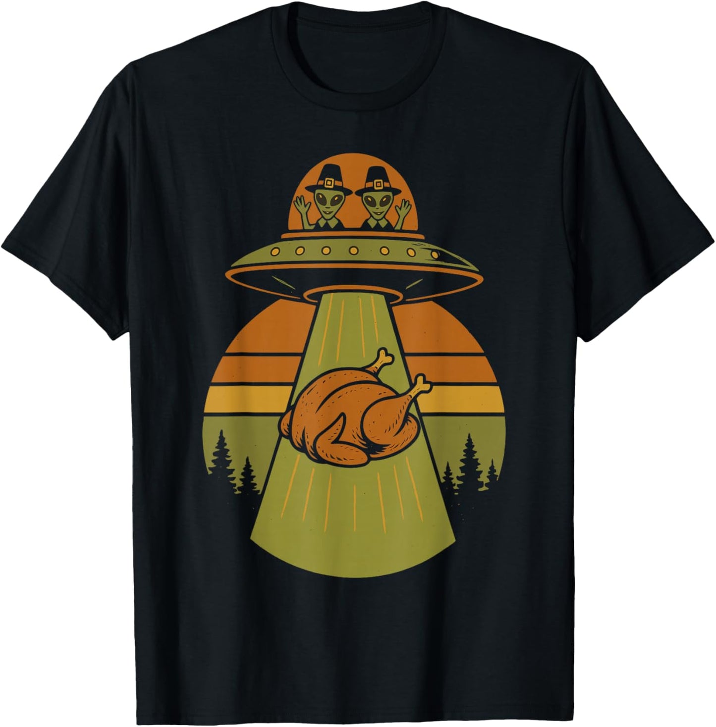 Thanksgiving Alien UFO Turkey Abduction Retro Design