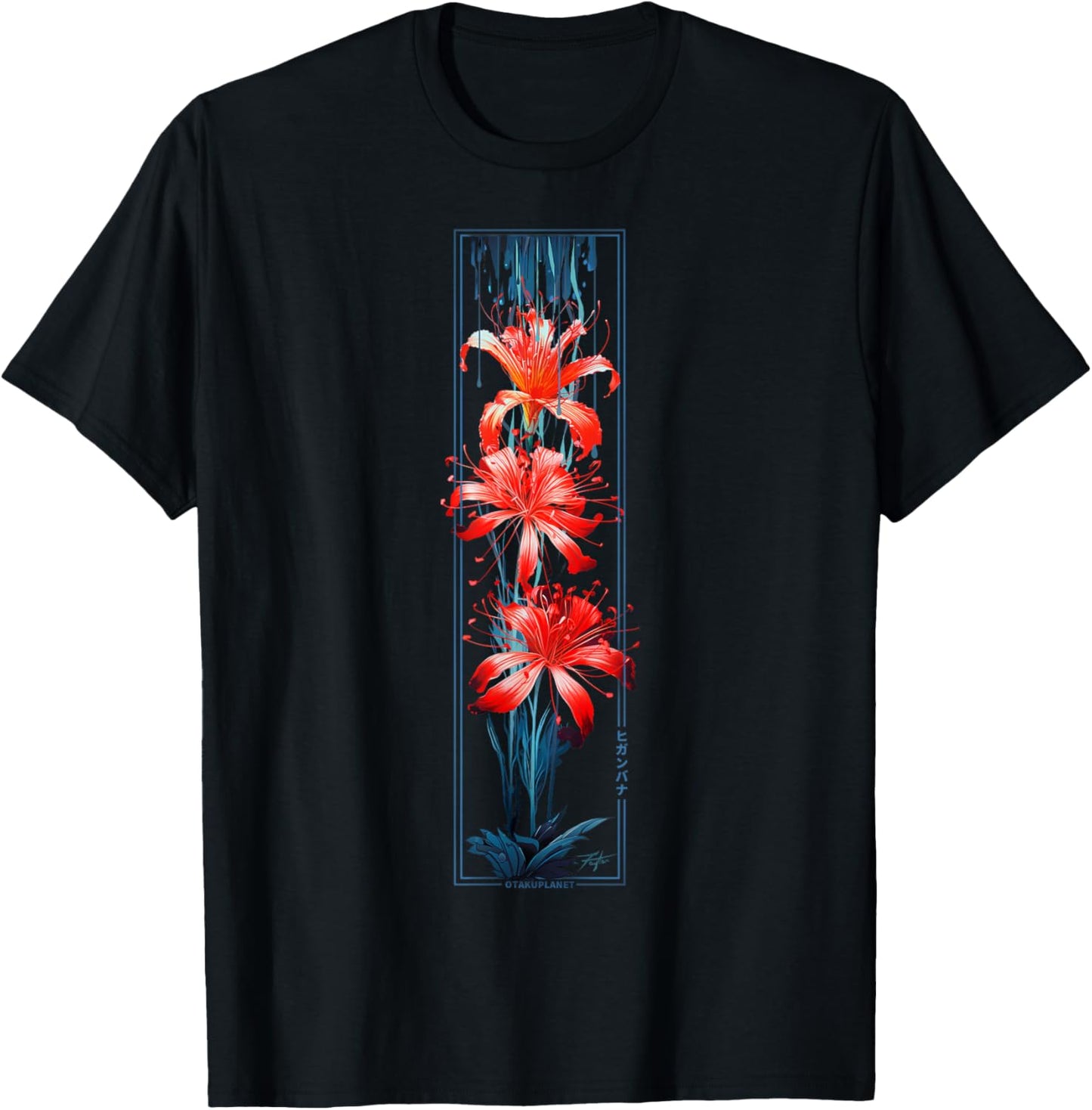 Red Spider Lily Flower in Japanese grunge Aesthetic Style