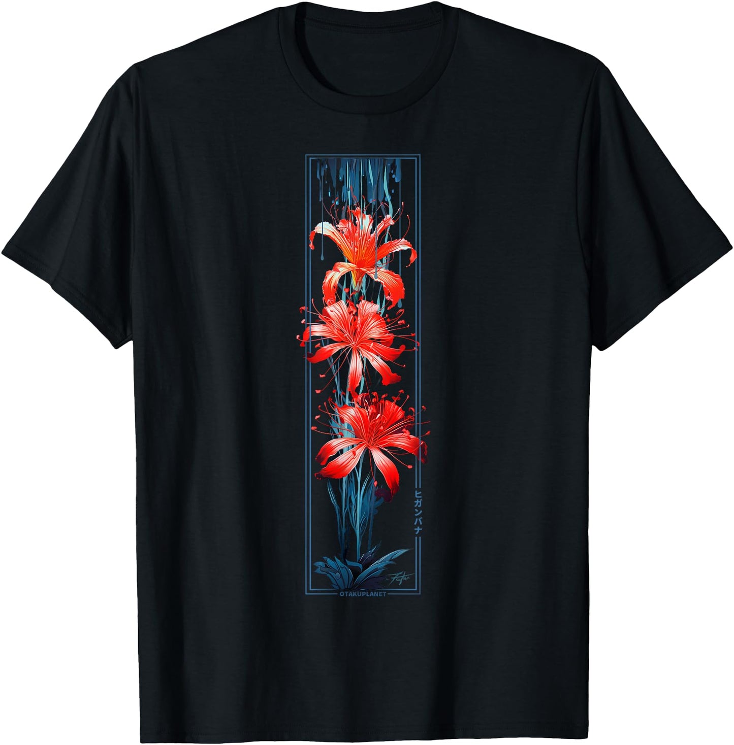 Red Spider Lily Flower in Japanese grunge Aesthetic Style