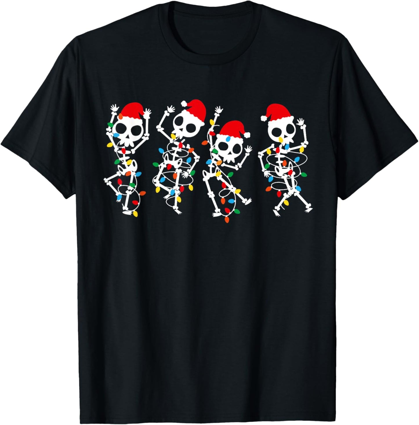 Cute Christmas Skeleton Dancing Xmas Tee Light Men Women Pj