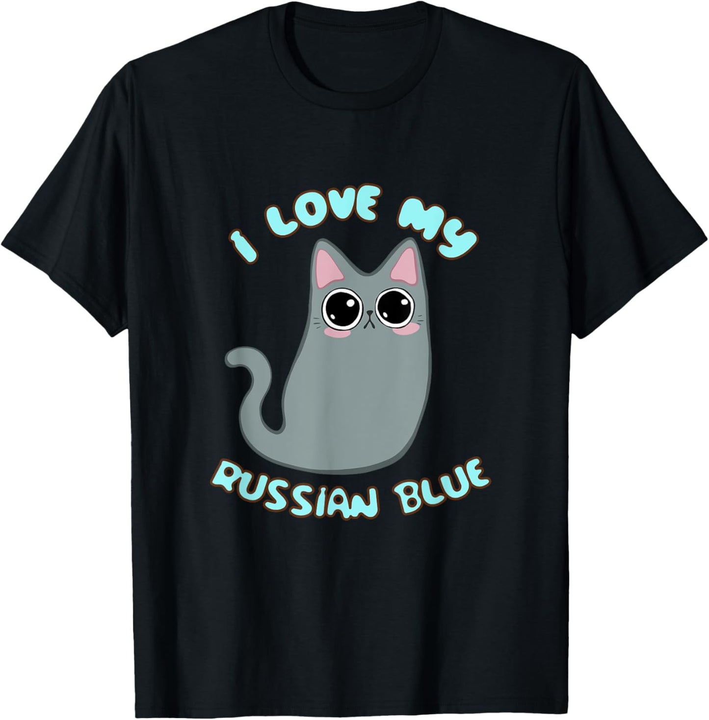 I Love My Russian Blue Cat Grey Gray Kitty Kawaii Chibi cute T-Shirt for Men Women Kids