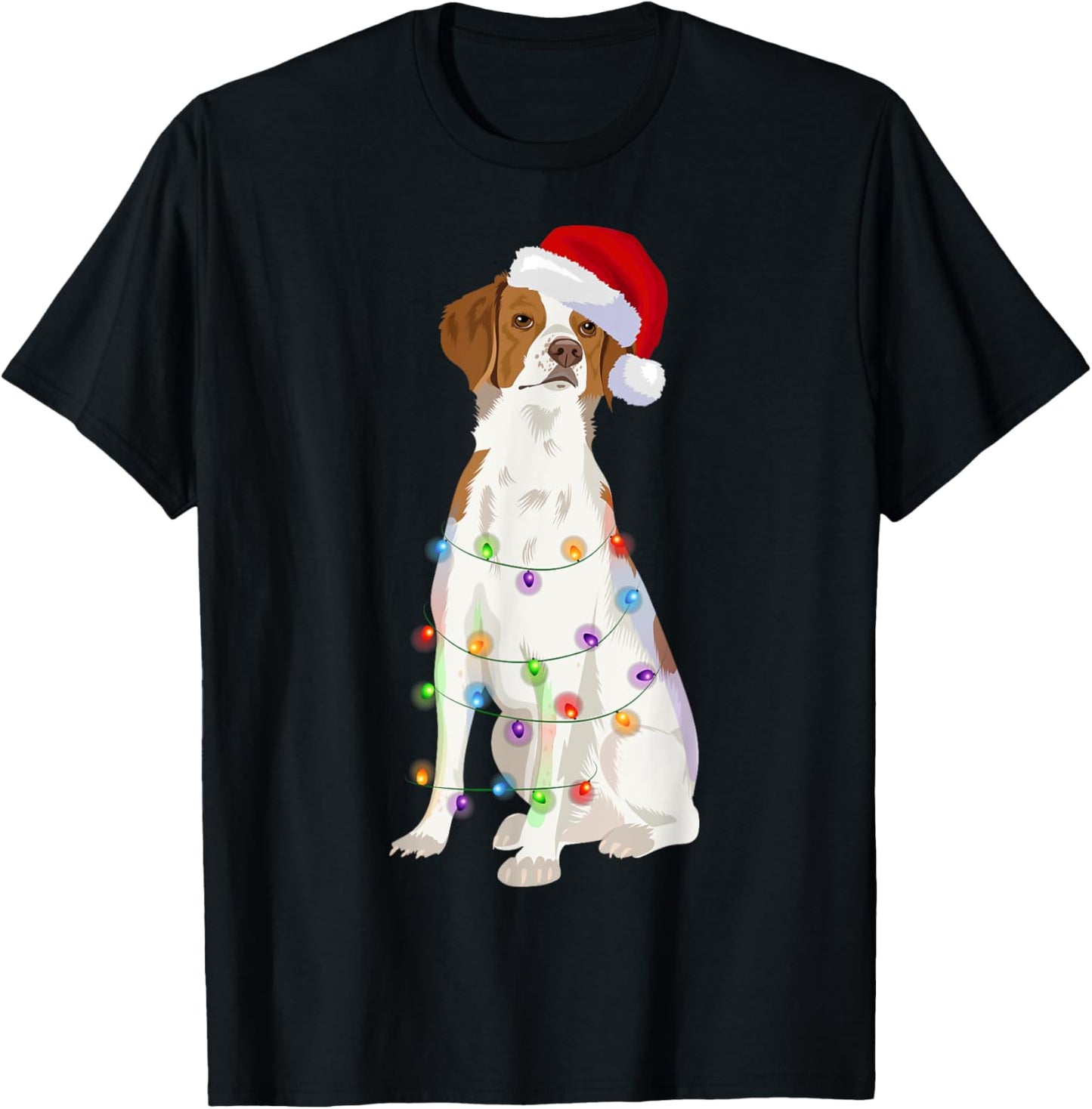 BRITTANY SPANIEL Christmas Lights Xmas Dog Lover T-Shirt for Men Women Kids