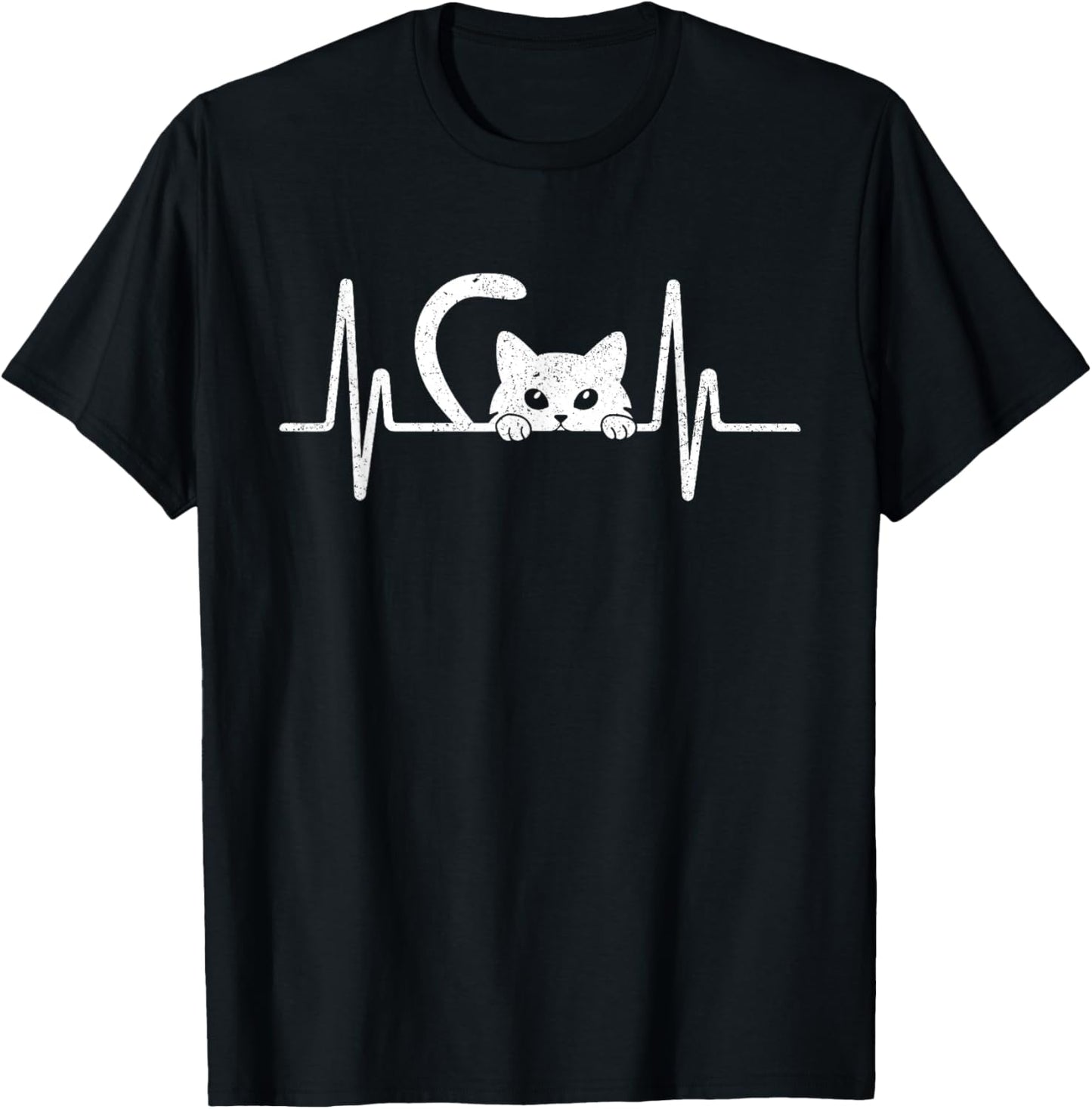 Cat Heartbeat Shirt Cute Kids Men Women Cat Lover Heart Beat T-Shirt