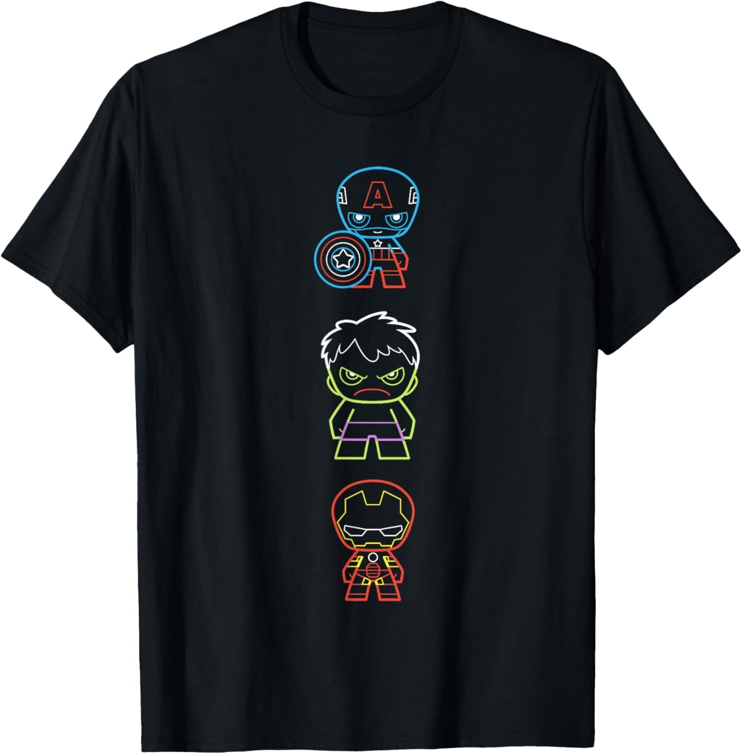 Marvel Kawaii Chibi Avengers Neon Outline Poster