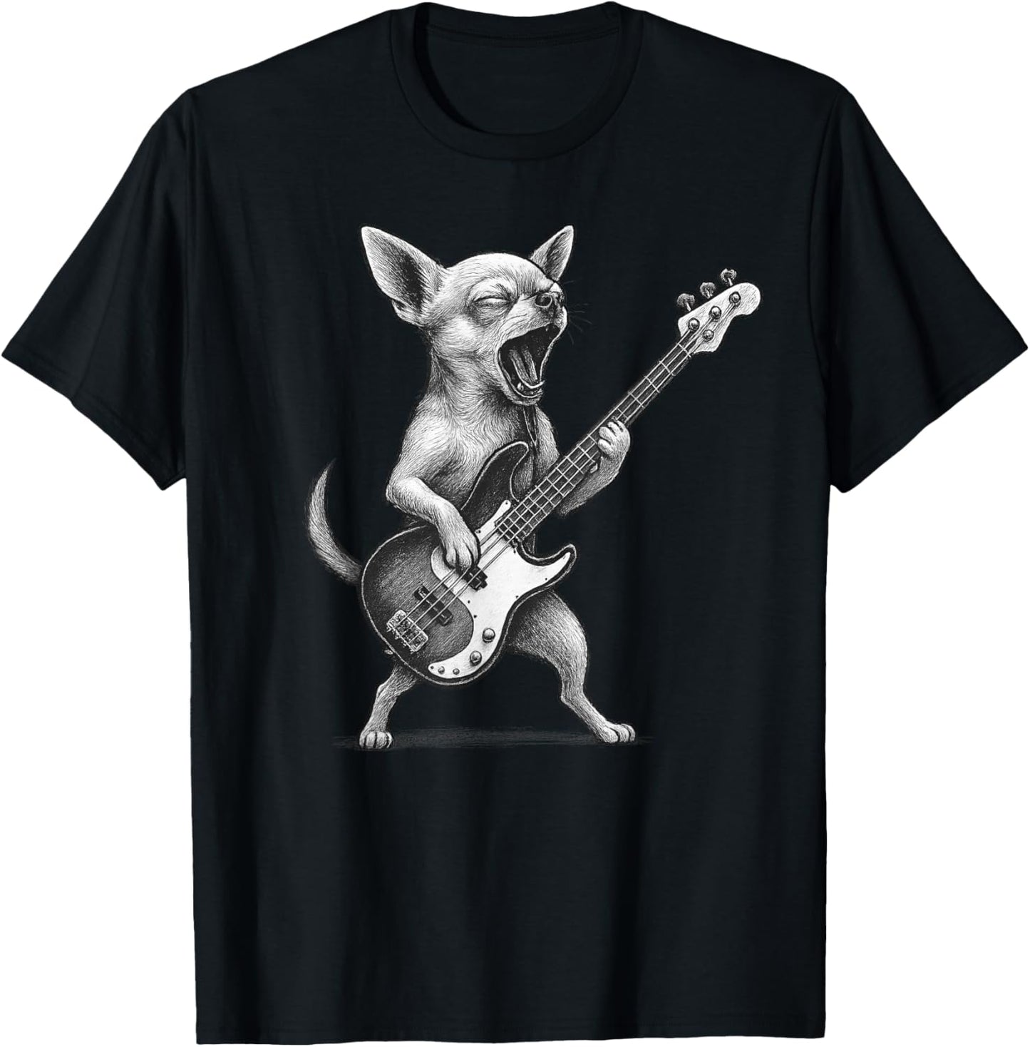 Chihuahua Playing Bass Guitar Rock Music Dog Lover T-Shirt
