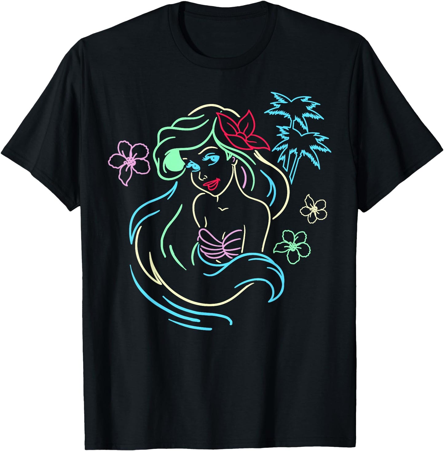 Disney Little Mermaid Ariel Neon Lights Graphic T-shirt