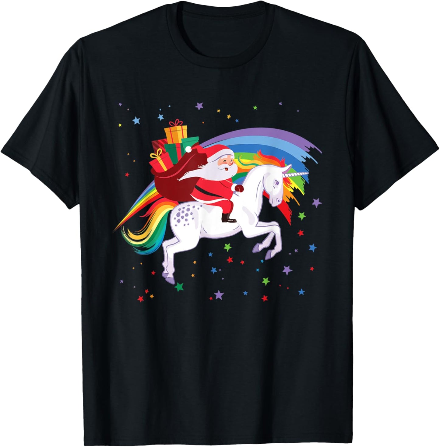 Santa Riding Unicorn Xmas Shirt Stocking Christmas Gift
