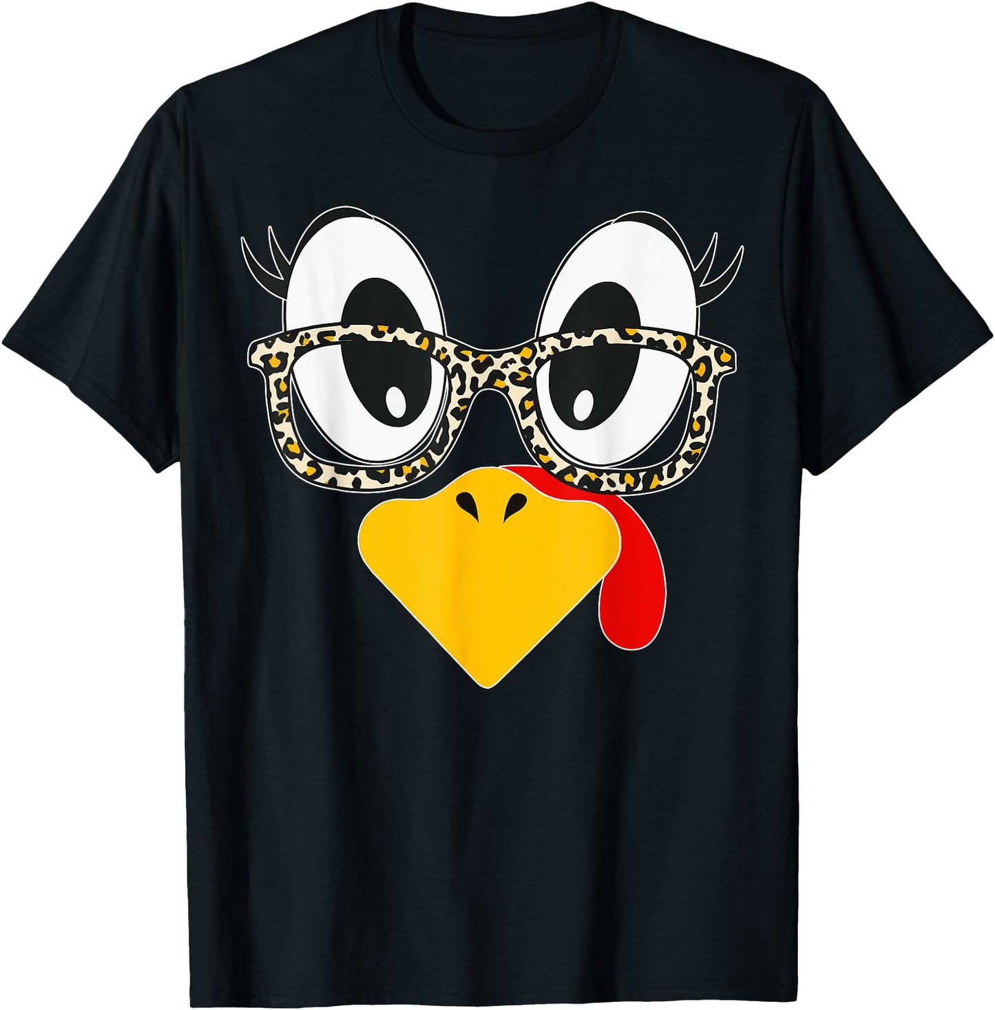 Thanksgiving Turkey Face Leopard Glasses Couple Women Girls