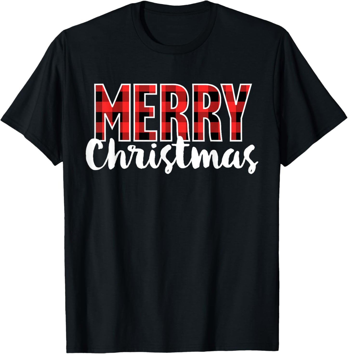 Merry Christmas Shirt Women Men Kids Red Buffalo Plaid Xmas