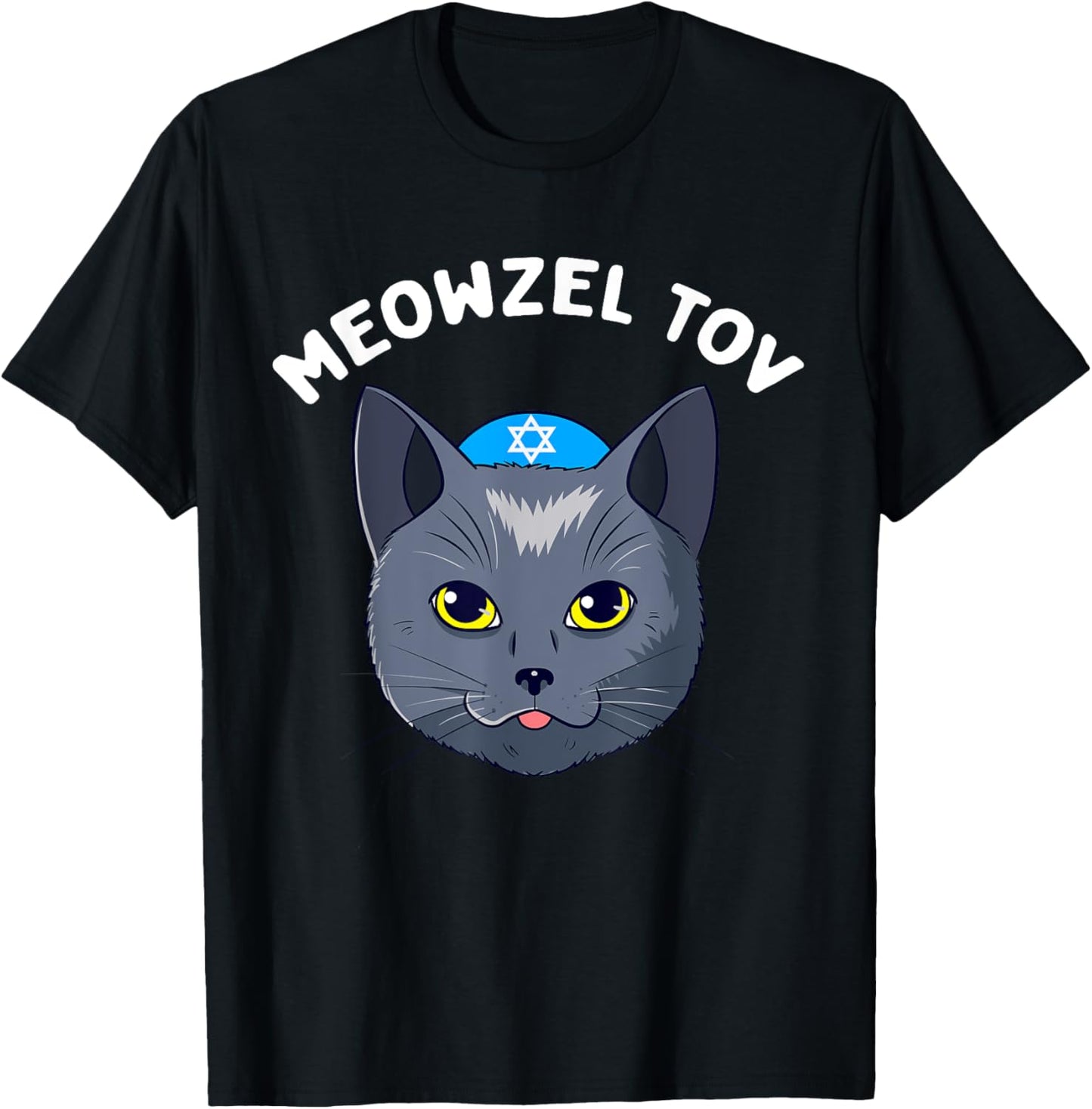 Meowzel Tov Hanukkah Cat Chanukah Funny Jewish Xmas Gift T-Shirt for Men Women Kids