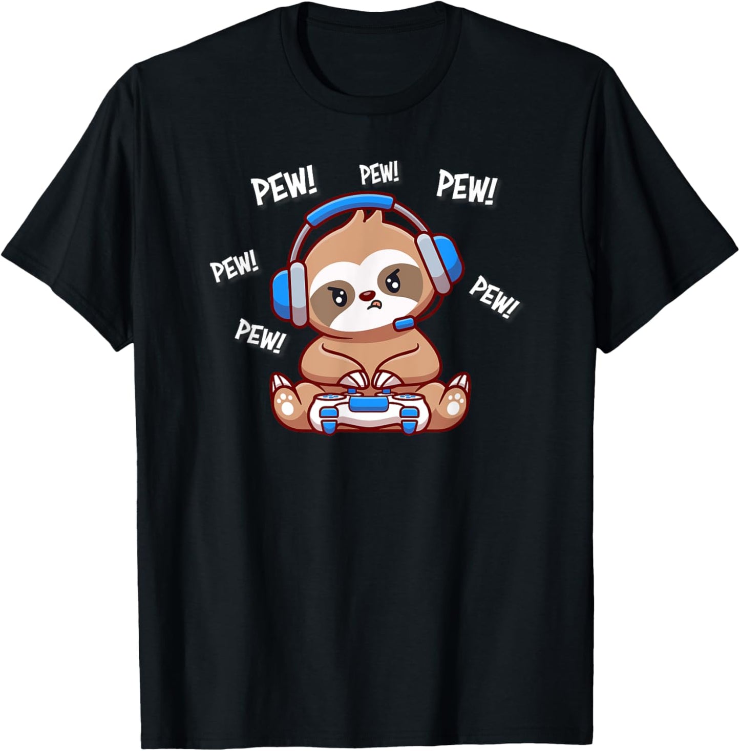 Funny Cartoon Kids Boys Pew Kawaii Video Gamer Sloth Lover