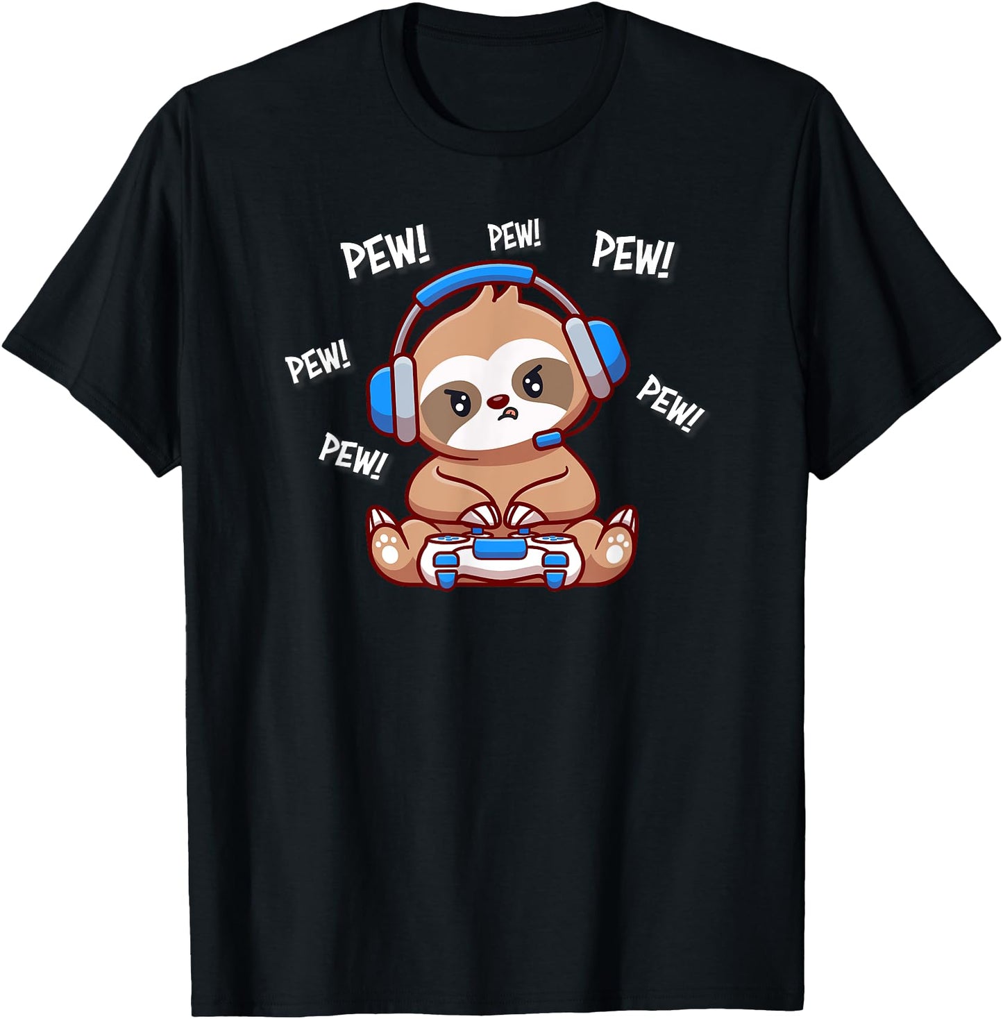Funny Cartoon Boys Pew Kawaii Video Gamer Sloth Lover