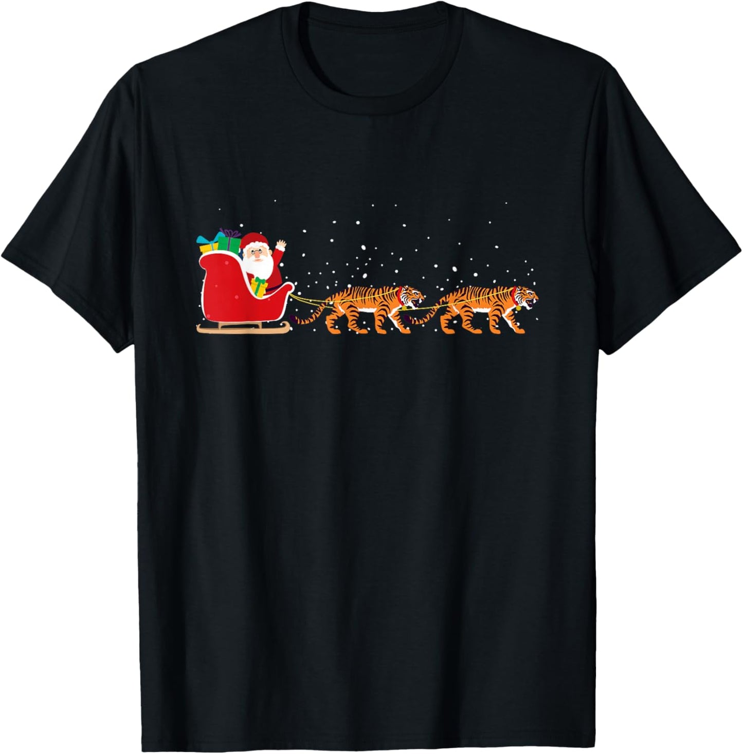 Tiger Santa Christmas Sleigh - Funny Tiger Xmas
