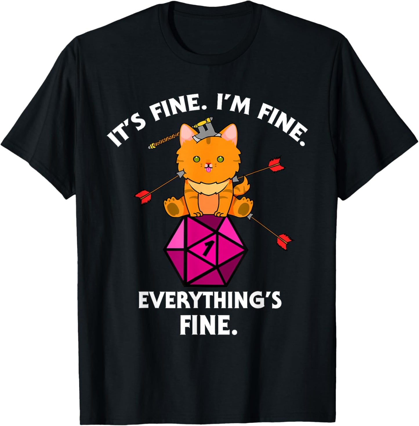 It's Fine RPG Gamer Cat D20 Dice Fail Funny Nerdy Geek