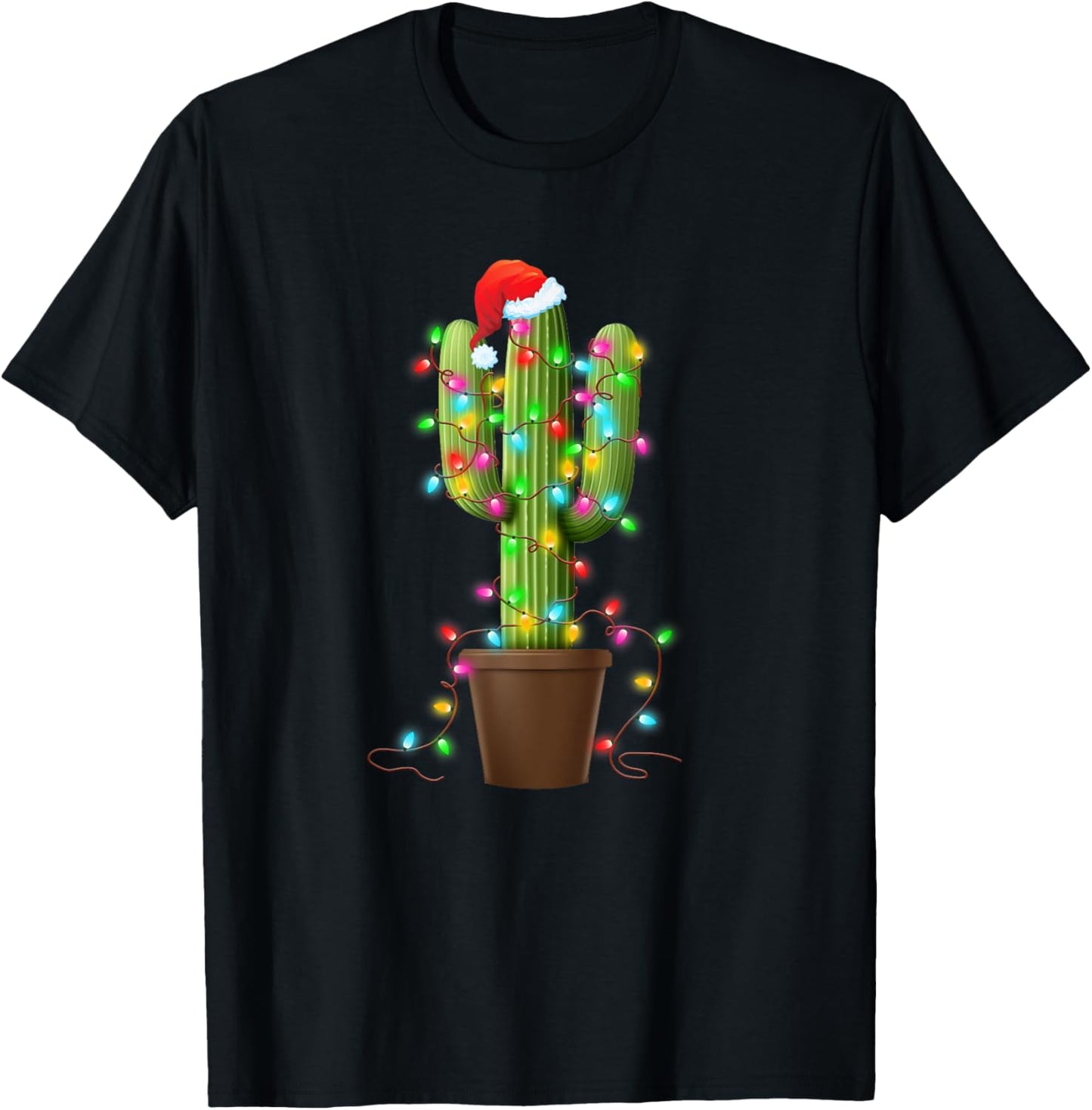 Christmas Lights Cactus Lover Funny Xmas Gifts For Men Women T-Shirt