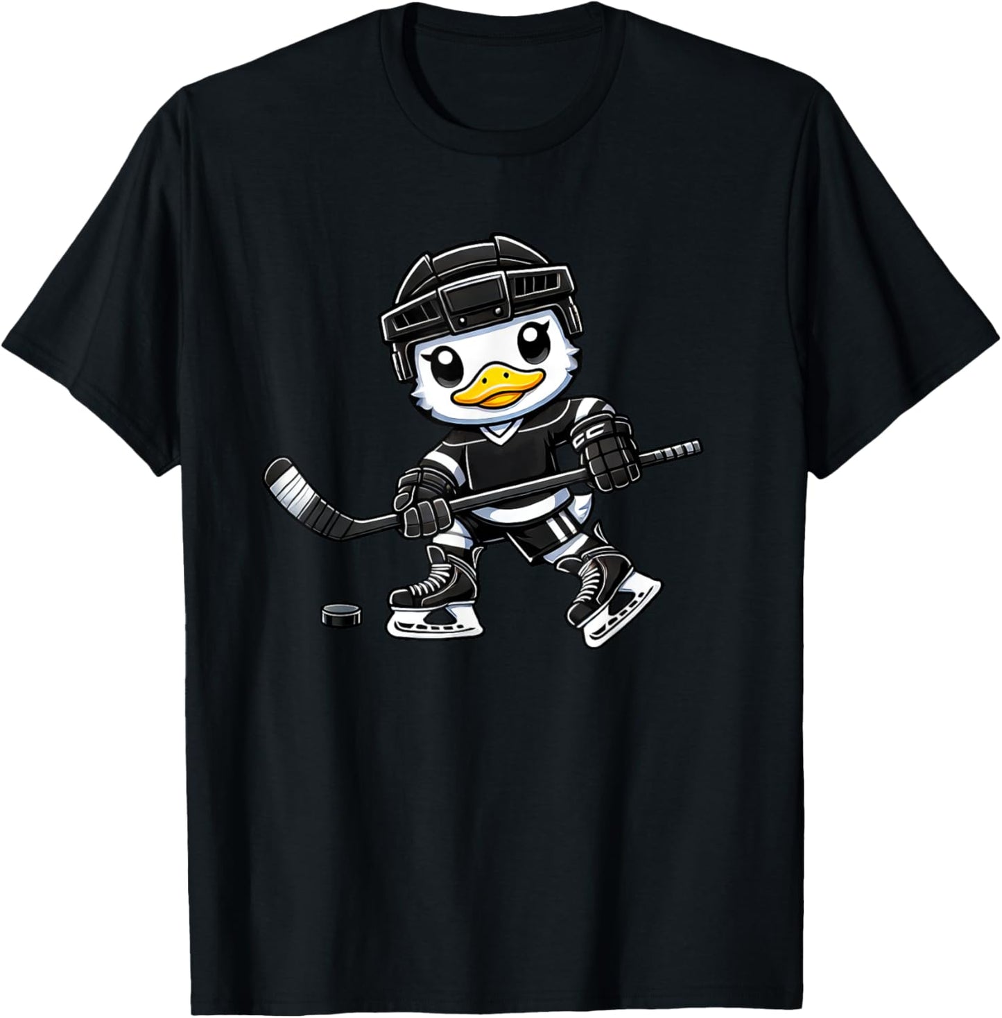 Chibi Duck Playing Ice Hockey Cute Design