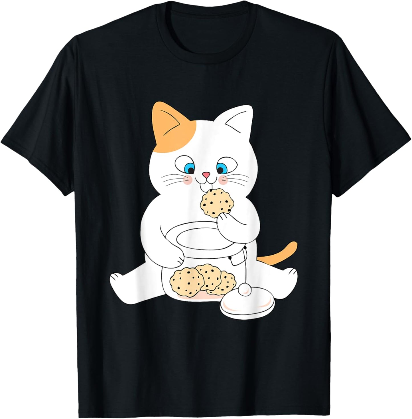 Cat Eating Cookie Kawaii Fun Cartoon Cute Animal Lover Gifts T-Shirt
