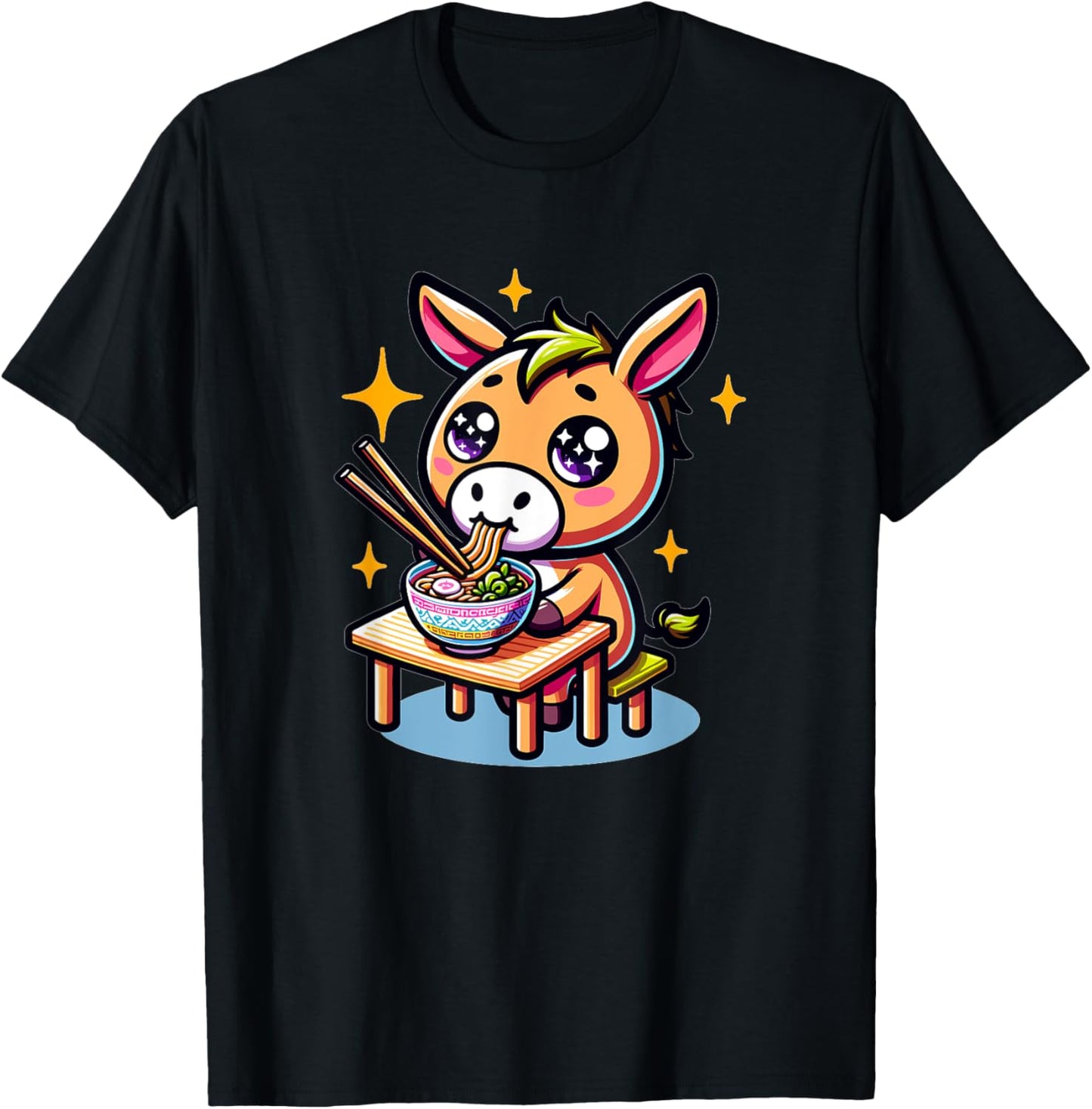 Cute Japanese Kawaii Chibi Donkey Eating Ramen