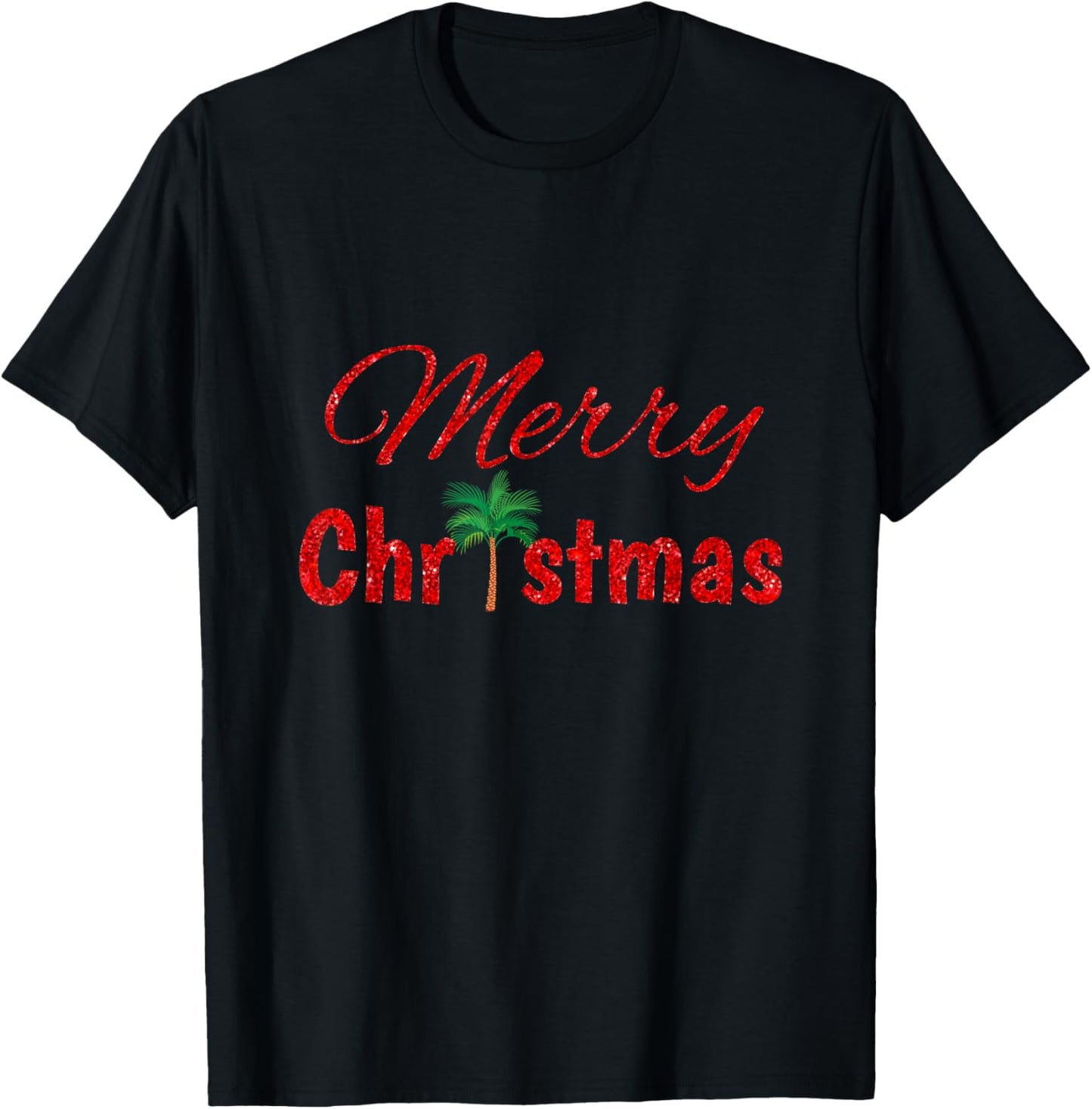 Red Merry Christmas Tropical Palm Tree Xmas T Shirt