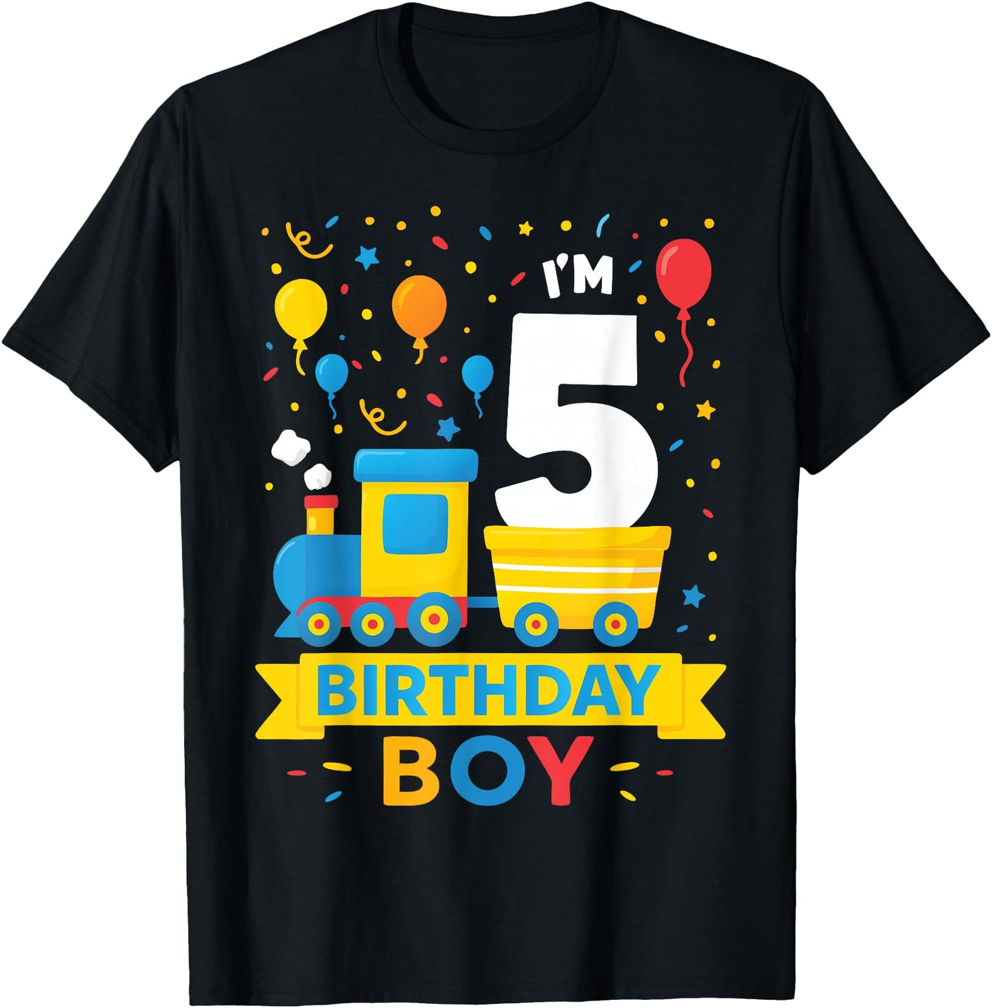 Five 5yr 5th Boys Girls Train Birthday Boy 5 Years Old