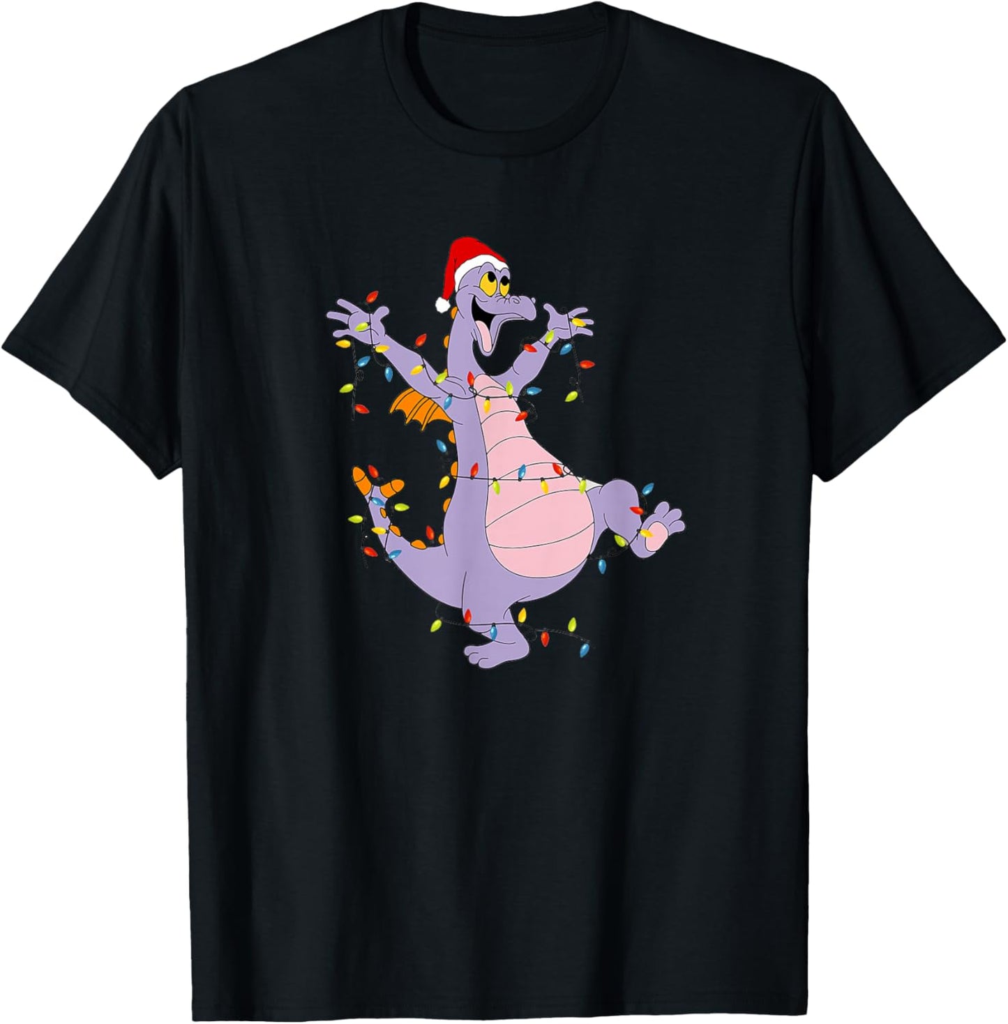 Funny Cute Dragon Figment Lights Christmas Santa Gift Tee
