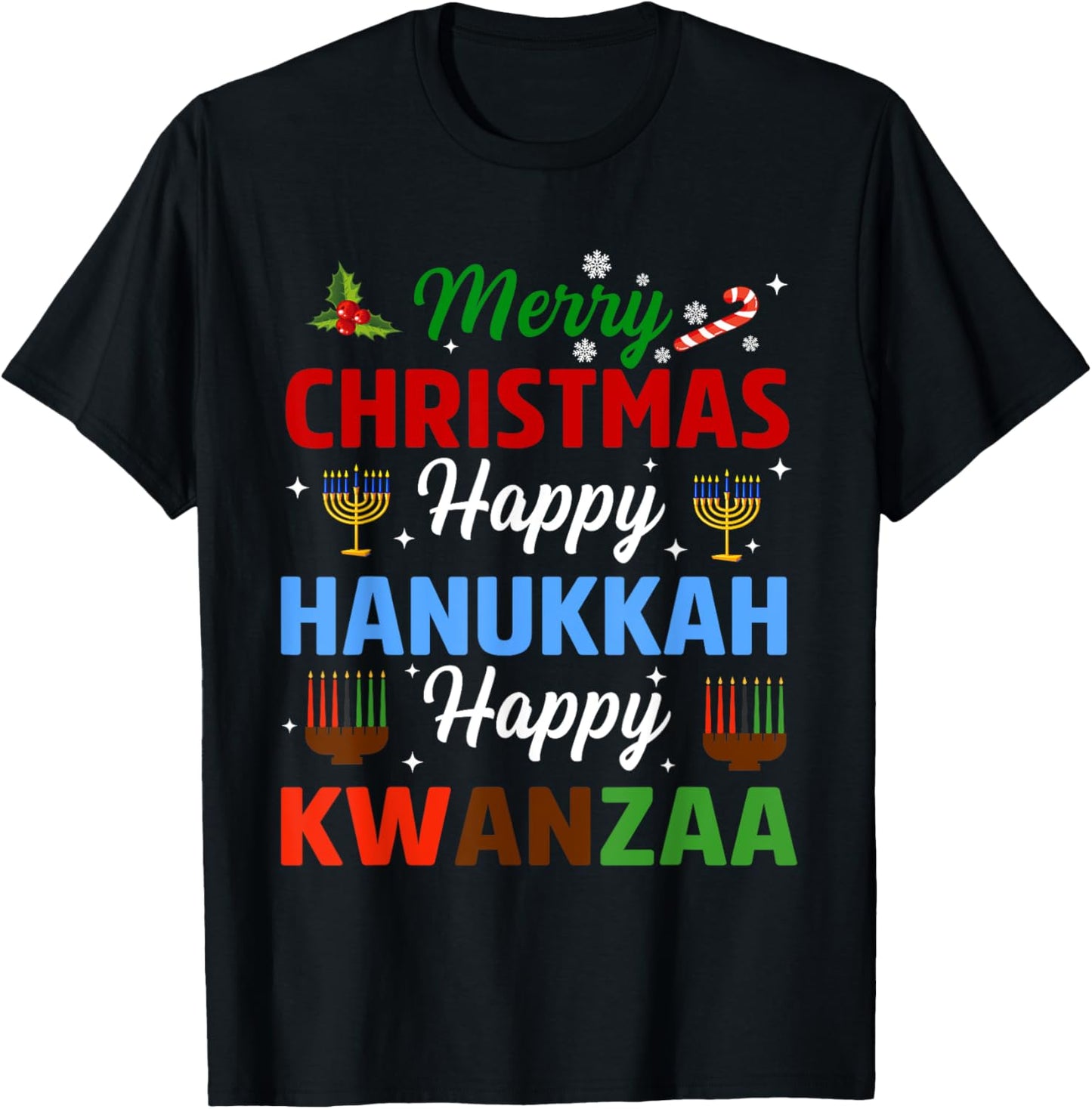 Merry Christmas Happy Hanukkah Jewish Happy Kwanzaa Xmas