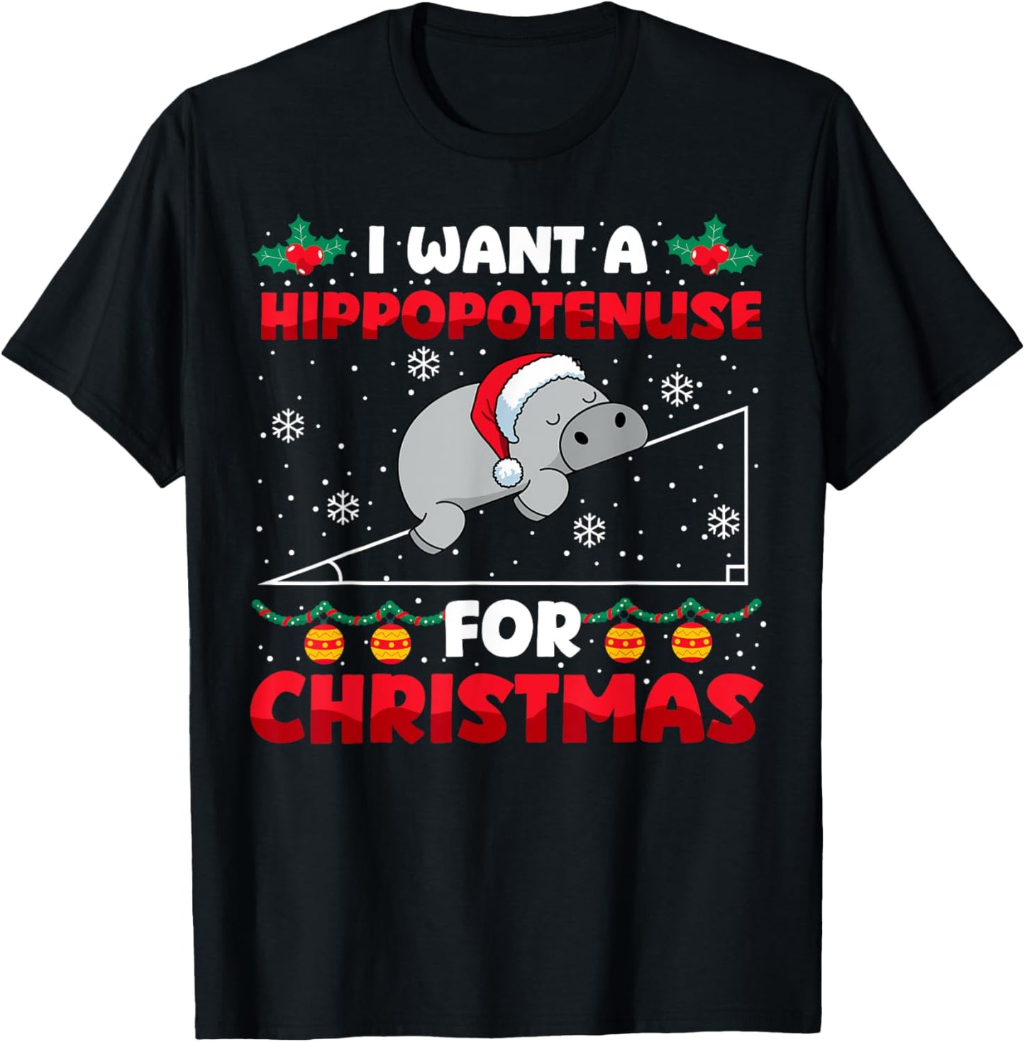 Funny Christmas Math Teacher Hippopotenuse Math Lovers Xmas