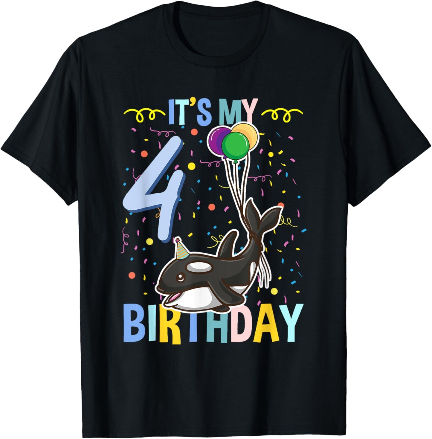 Its My 4th Birthday Orca Sea Animal T-Shirt